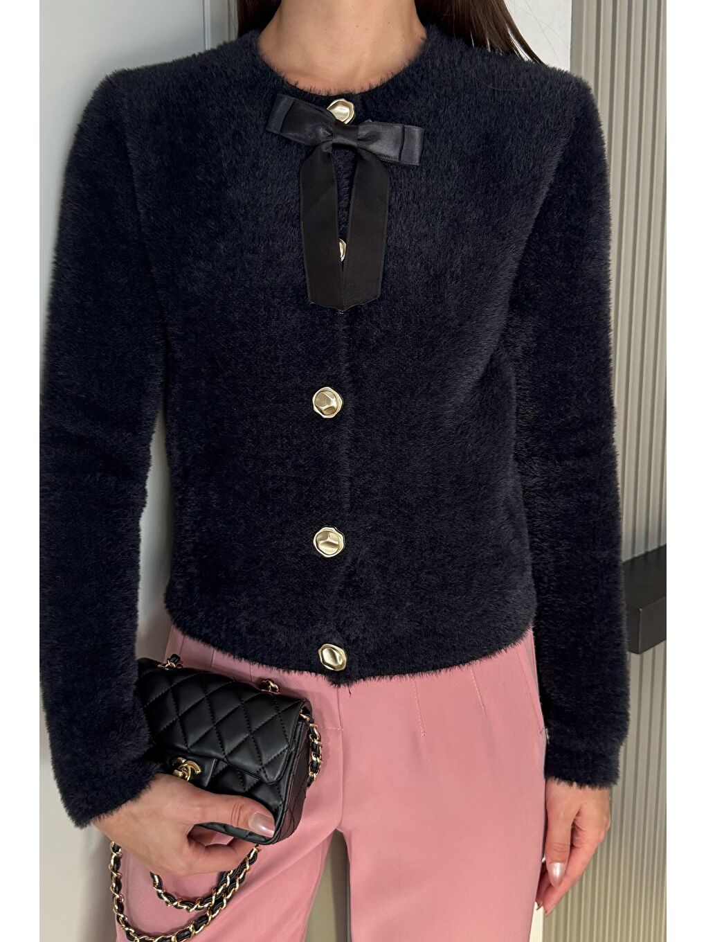 Siyah Ön Fiyonklu Sakallı Triko Ceket (s,m,l Uyumludur)-1