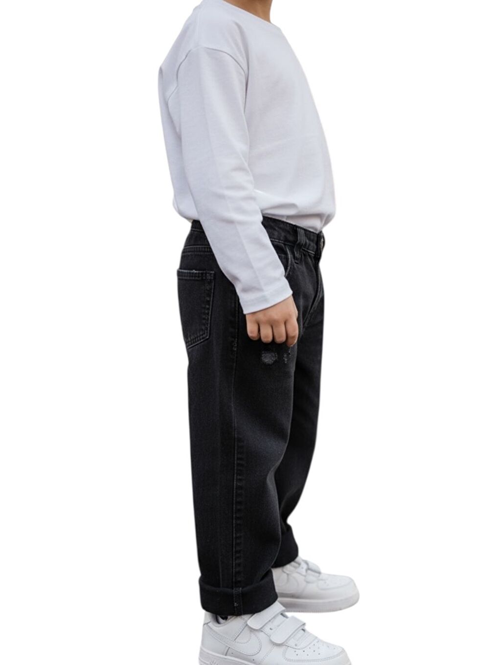 Erkek Çocuk %100 Pamuk Siyah Jean Pantolon-4