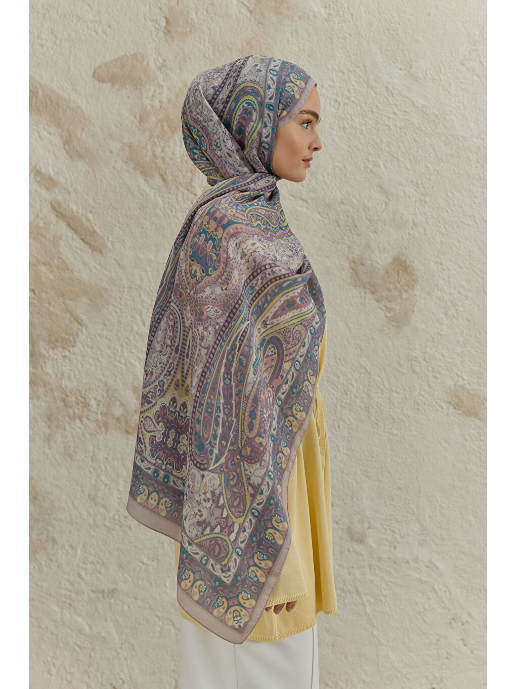 Cupra Prive Desenli Şal Saga Soft Mor-4
