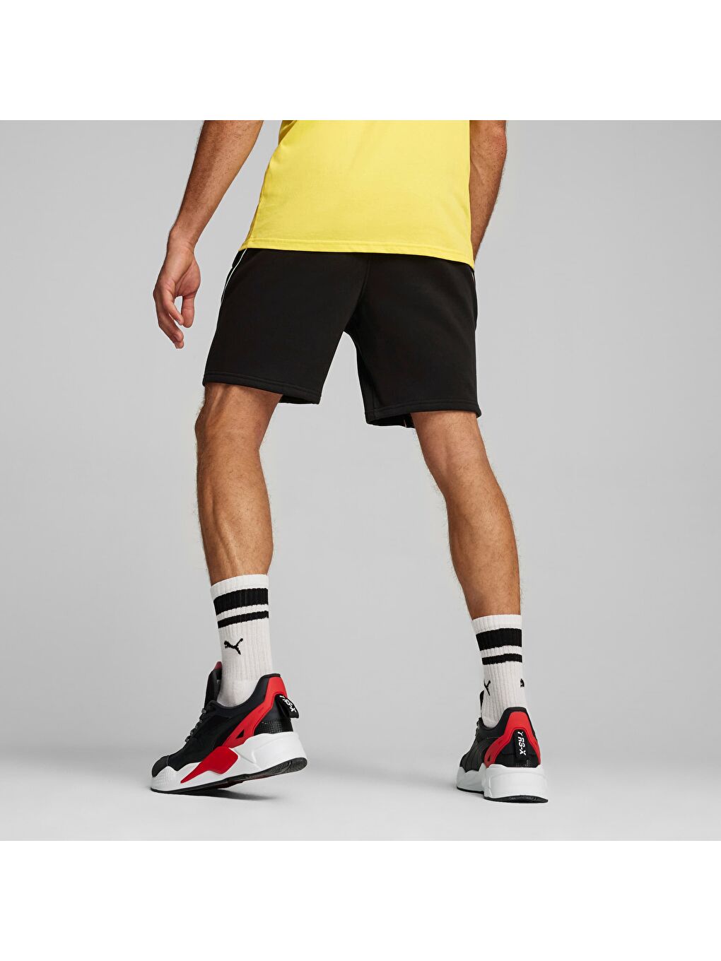 Siyah Scuderia Ferrari Erkek Motorsport Yarış Şortu-1