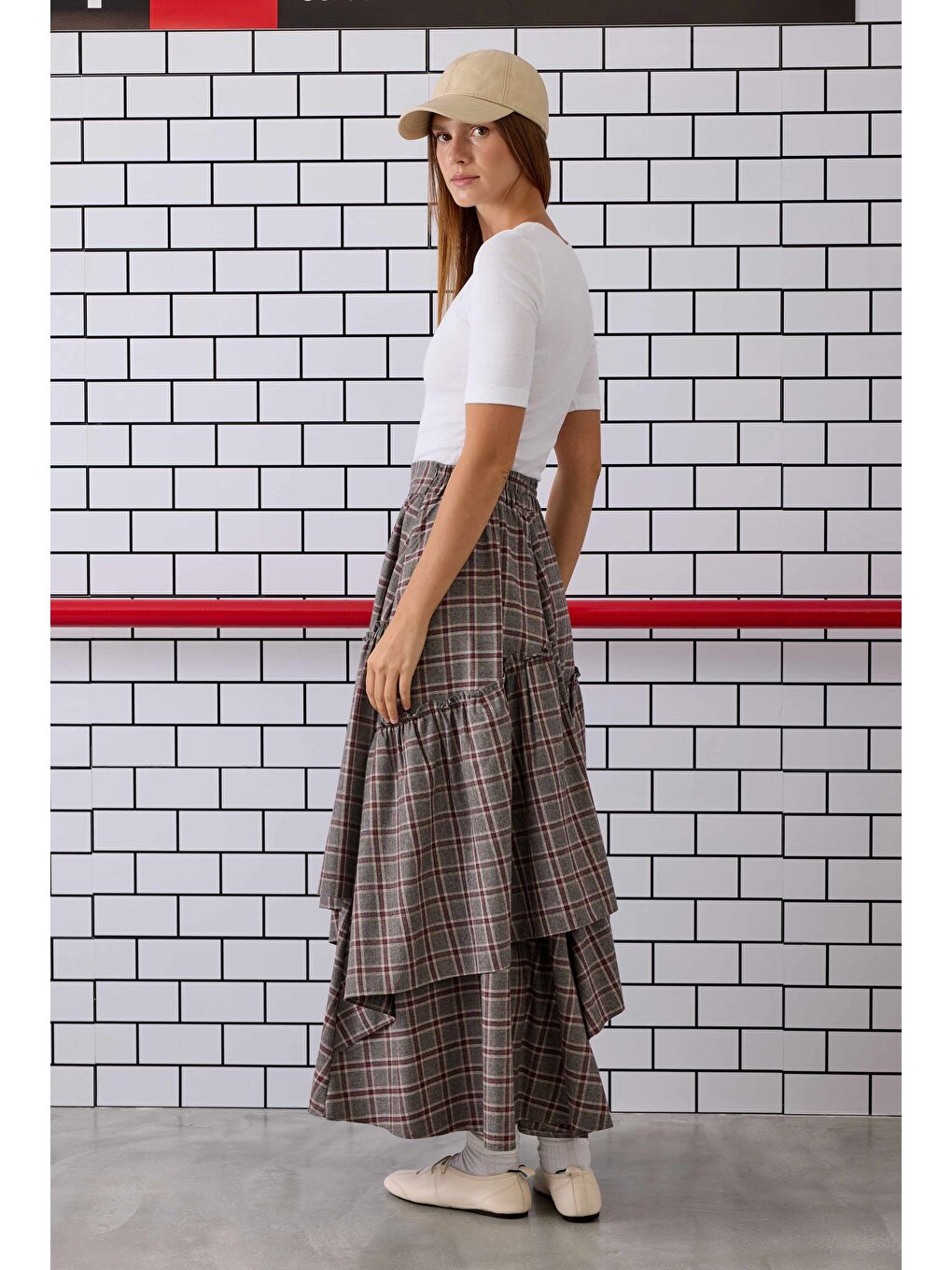 Ekoseli Bohem Etek Bordo-4