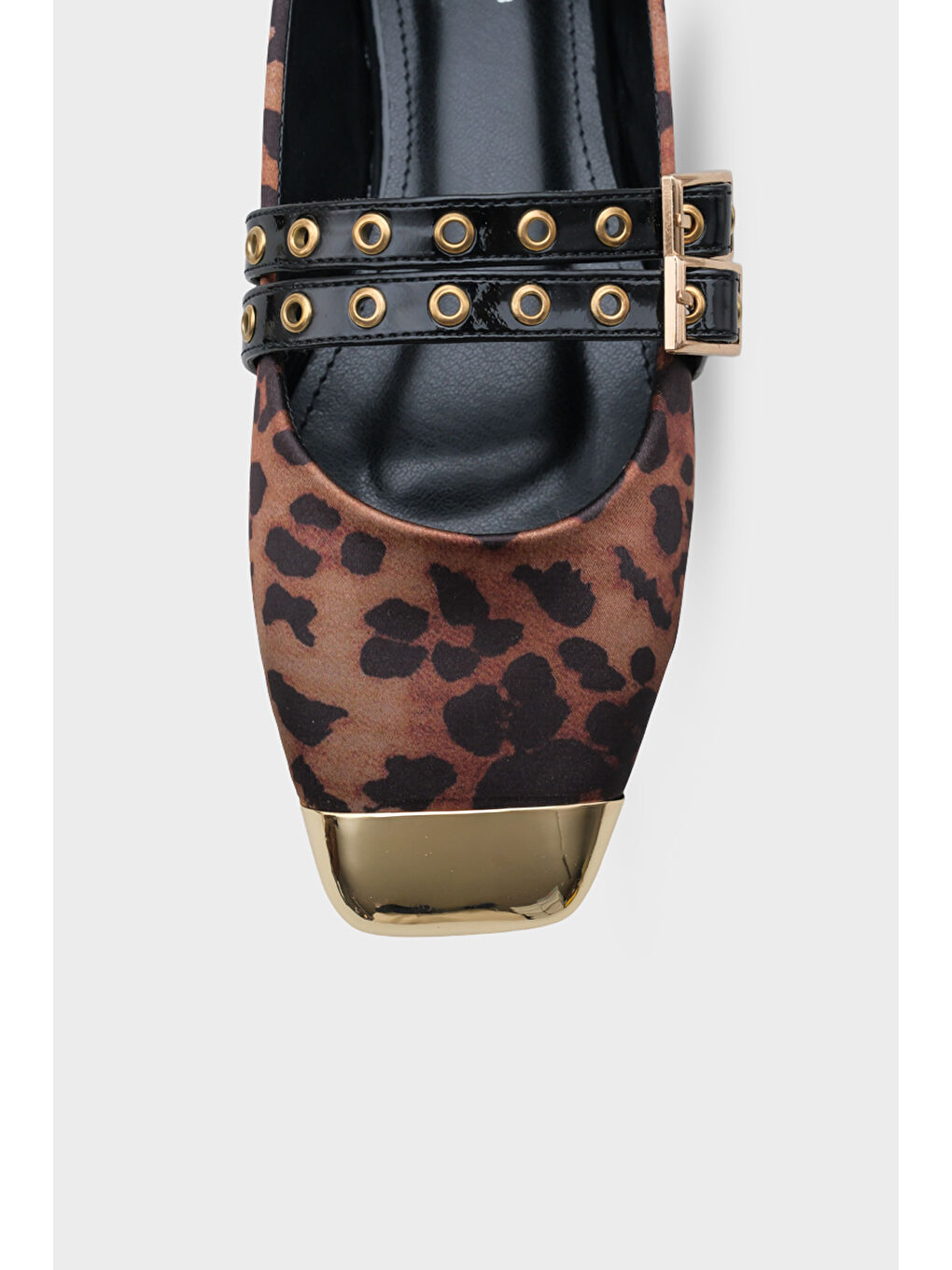 Ekru Erinn Metal Küt Burunlu Taşlı Babet-2