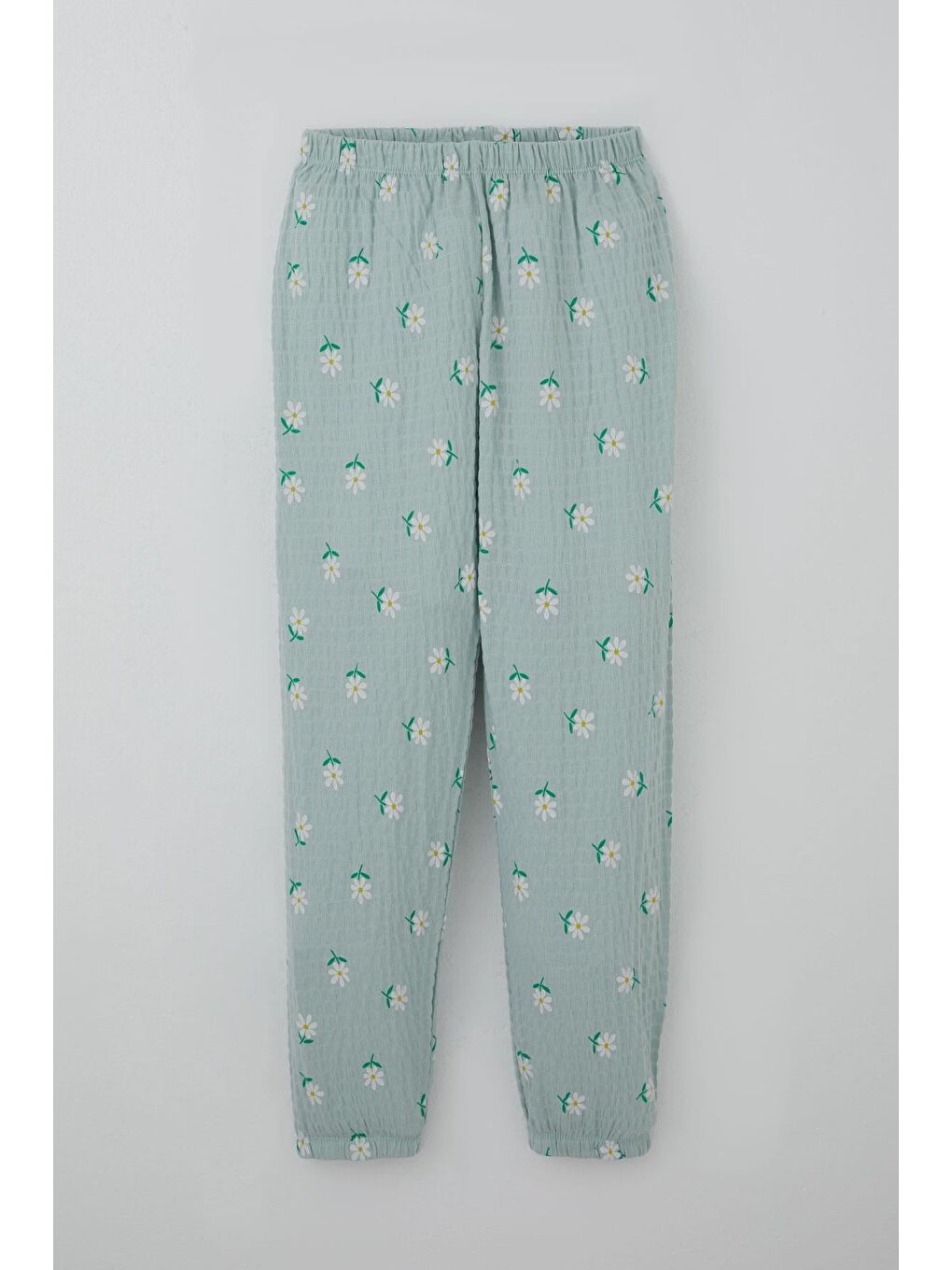 Turkuaz Kız Çocuk Pijama Takımı Papatya Desenli Su Yeşili (9-11 Yaş)-4