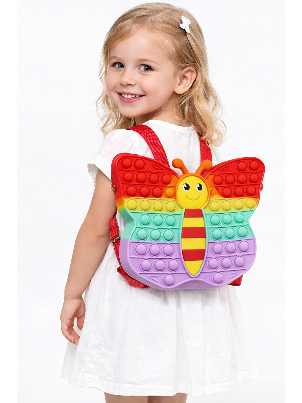 Kız Çocuk Kelebek Patpatlı Çanta Kırmızı