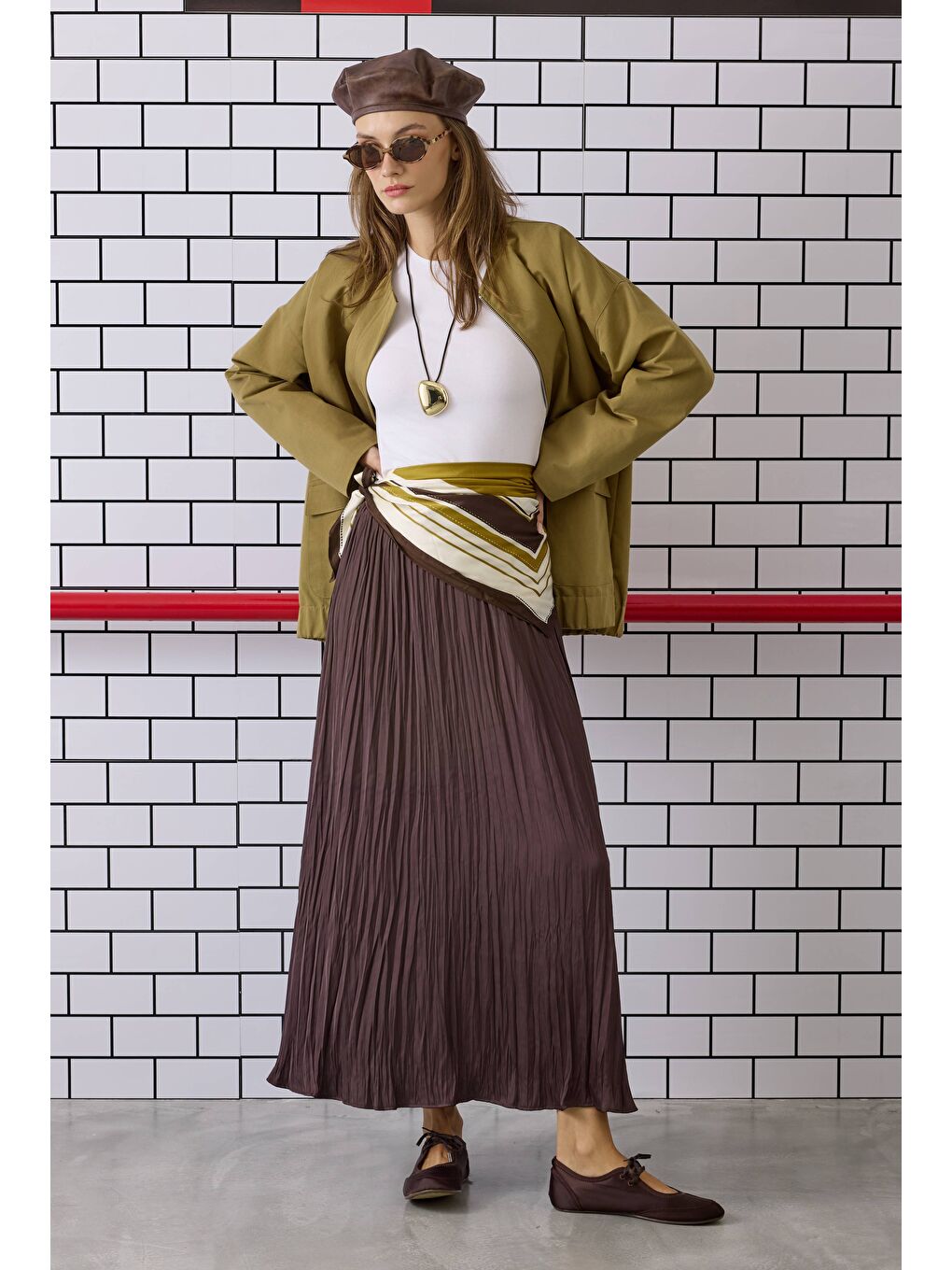 Kahverengi Piliseli Kraş Etek Acı Kahve-4