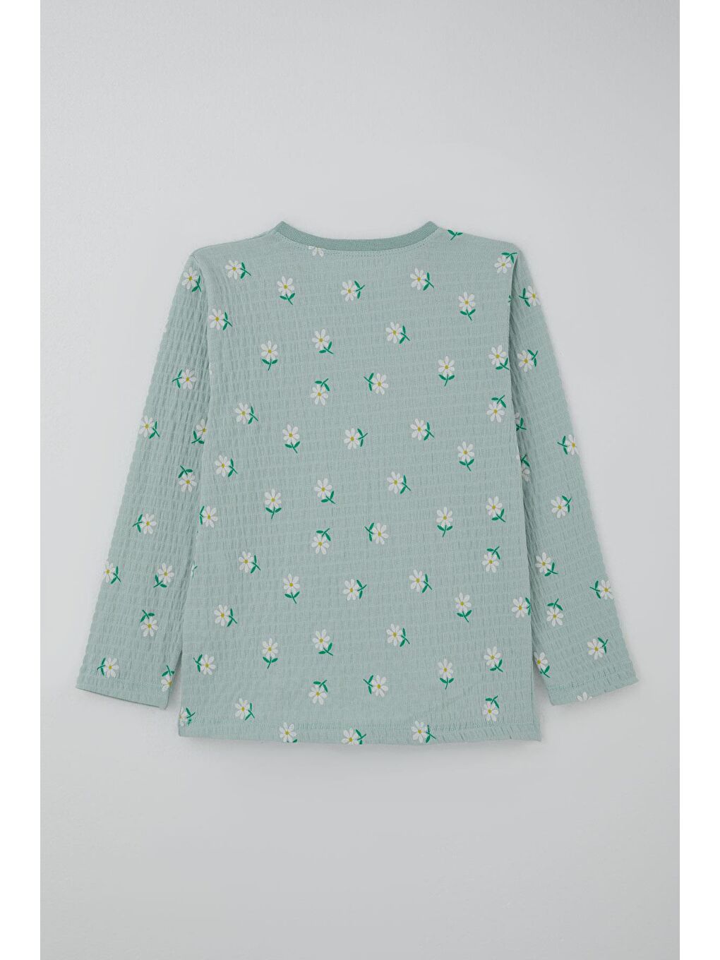 Turkuaz Kız Çocuk Pijama Takımı Papatya Desenli Su Yeşili (9-11 Yaş)-5