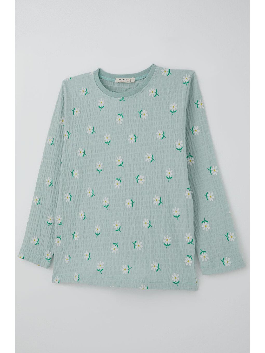 Turkuaz Kız Çocuk Pijama Takımı Papatya Desenli Su Yeşili (9-11 Yaş)-7
