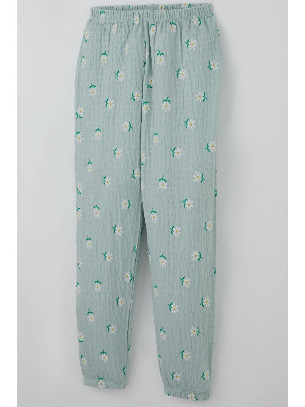 Turkuaz Kız Çocuk Pijama Takımı Papatya Desenli Su Yeşili (9-11 Yaş)-8