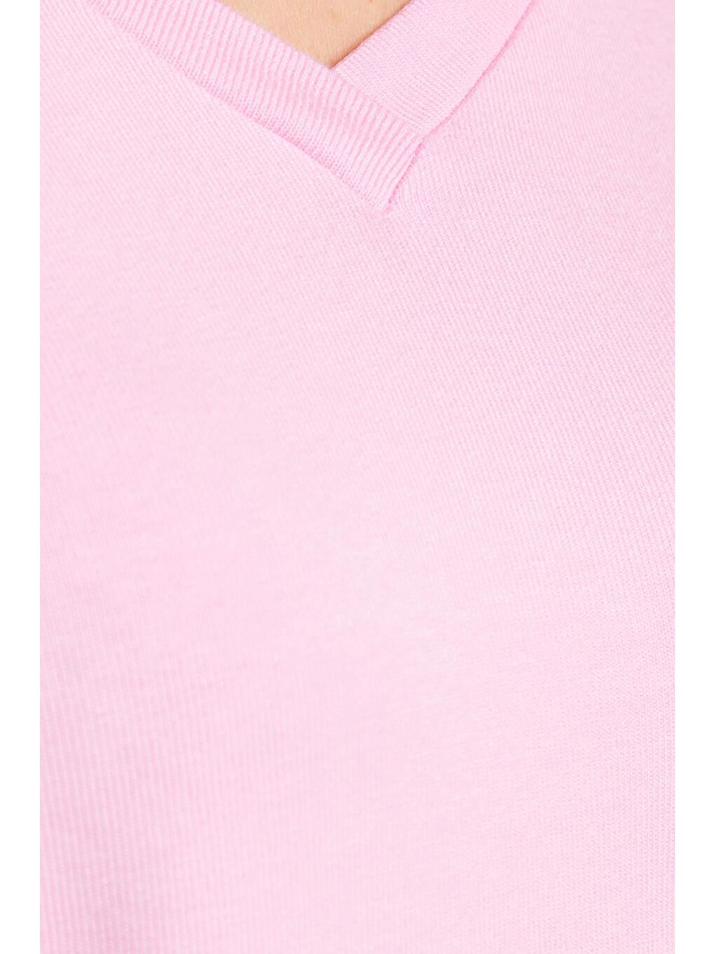 Kadın Slim Fit Dar Kesim Viskonlu Kumaş V Yaka Pembe Bluz-5