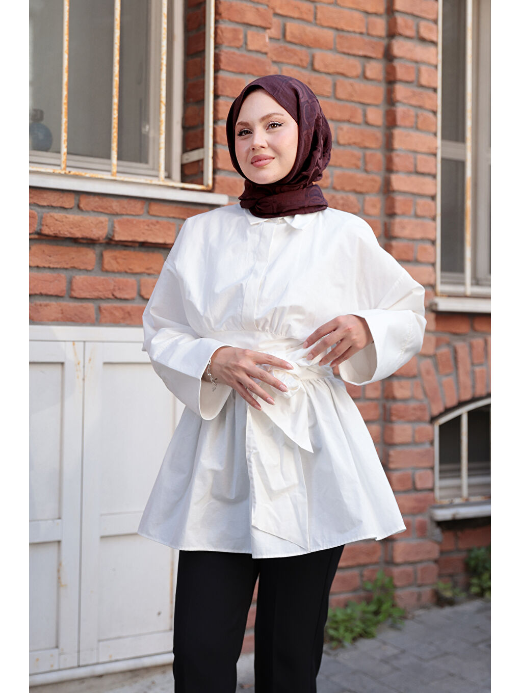 Kadın Bali Poplin Gömlek Beyaz-1