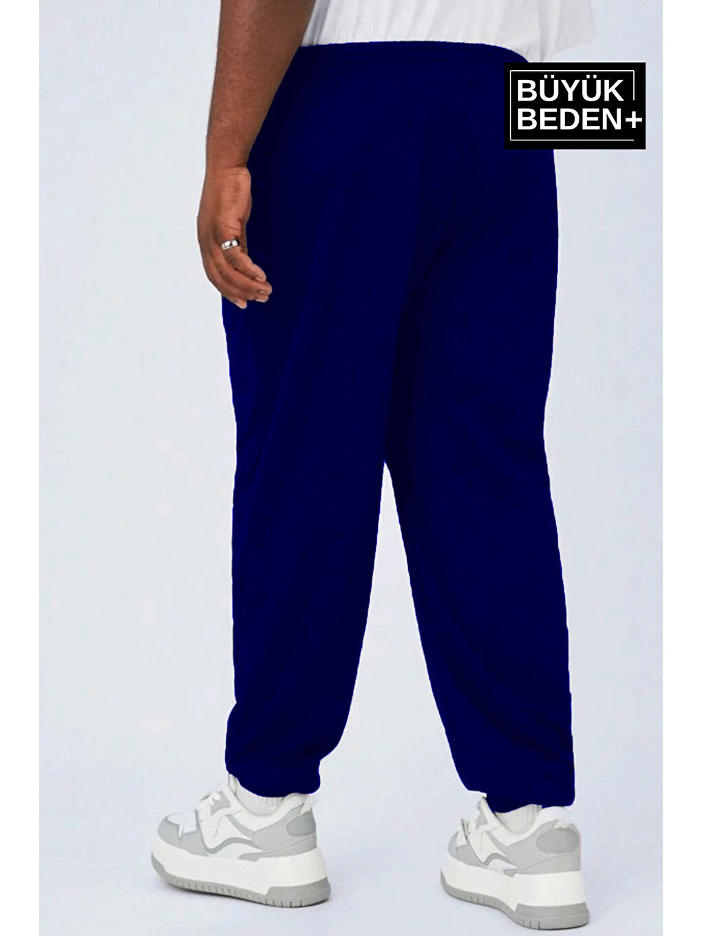 Lacivert Paça Lastikli New York Baskılı İnce Erkek Büyük Beden Jogger Eşofman Altı SPR24BEA48-1