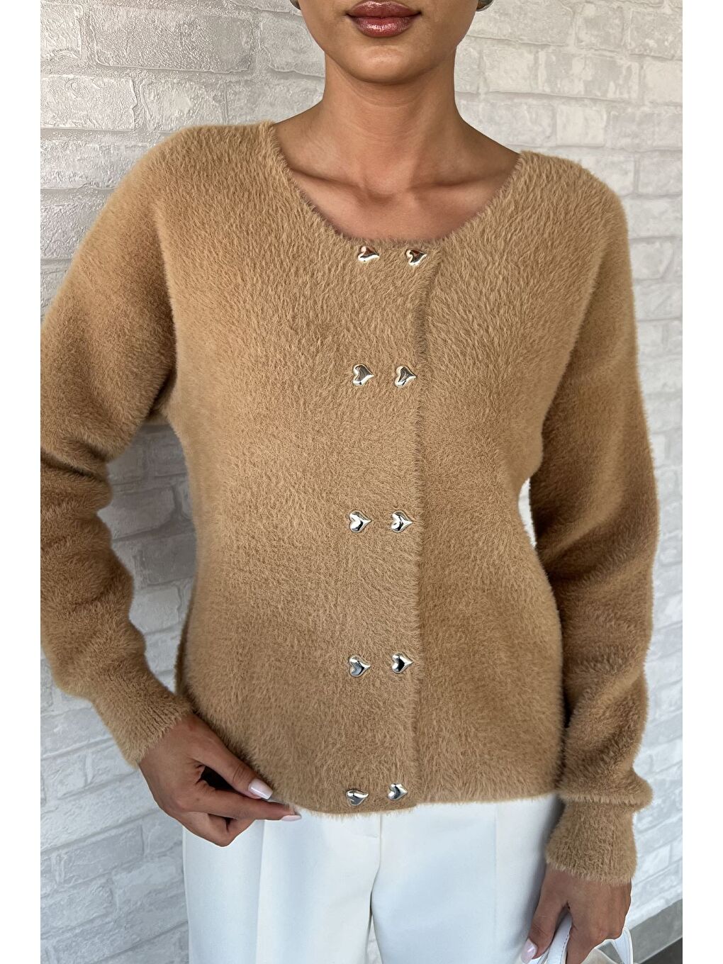 Bej Kalp Düğmeli Şardonlu Triko Ceket (s,m,l,xl Uyumludur)-1