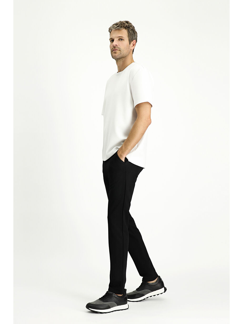 Siyah Relaxed Fit Rahat Kesim Kanvas / Chino Pantolon-1