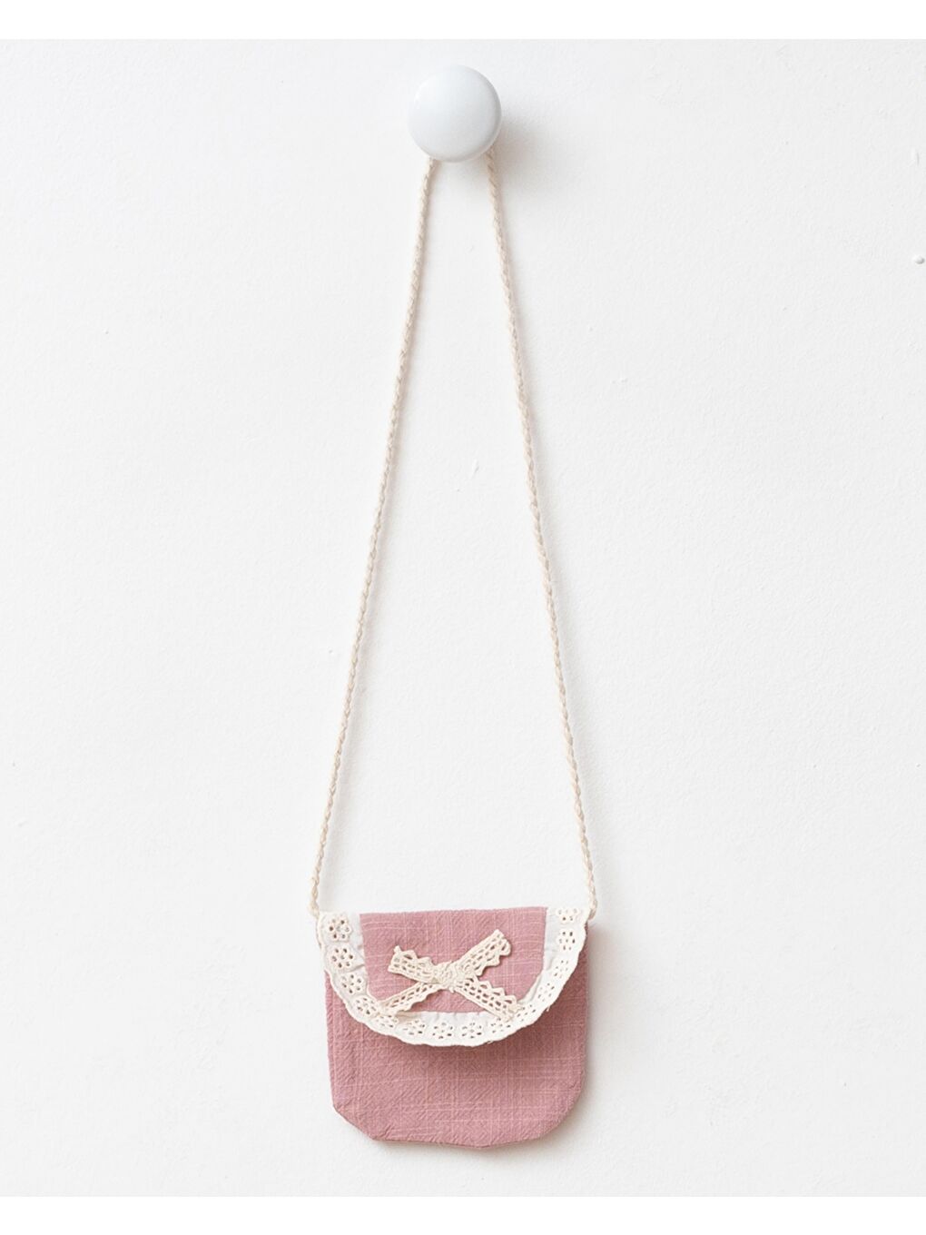 Pembe Kız Çocuk Pudra Yakalı Çantalı Elbise-4