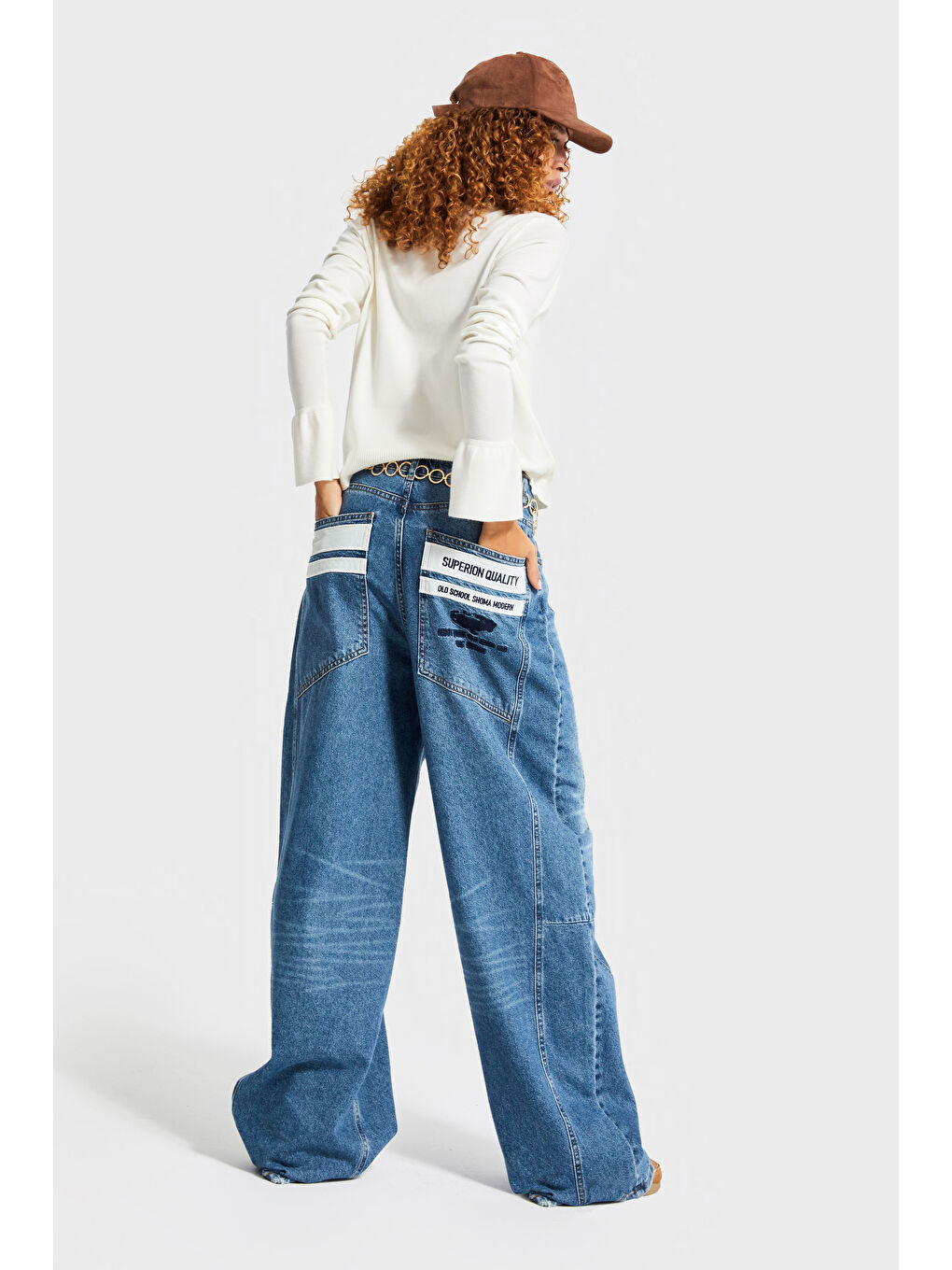 Mavi Kadın Jean Rengi 2w5-80 Mega Baggy Fit Nakış Detaylı %100 Pamuk Denim Jean-4