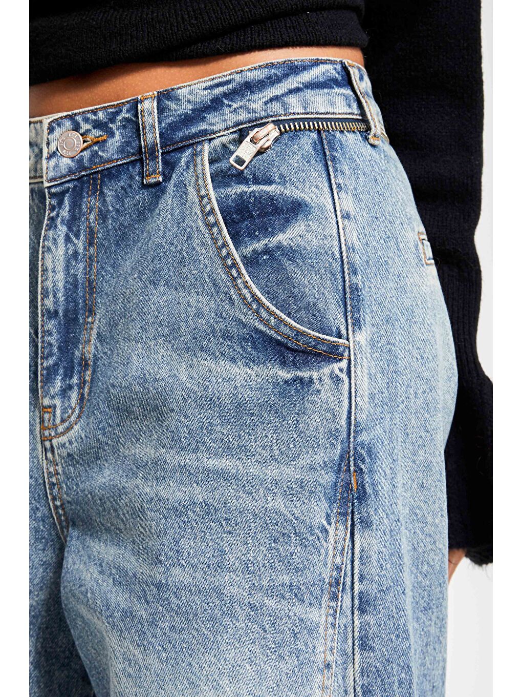 Mavi Kadın T.Kot Rengi 4W5-32 Wide Leg Baggy Fit Fermuar Aksesuarlı %100 Pamuk Denim Jean-1