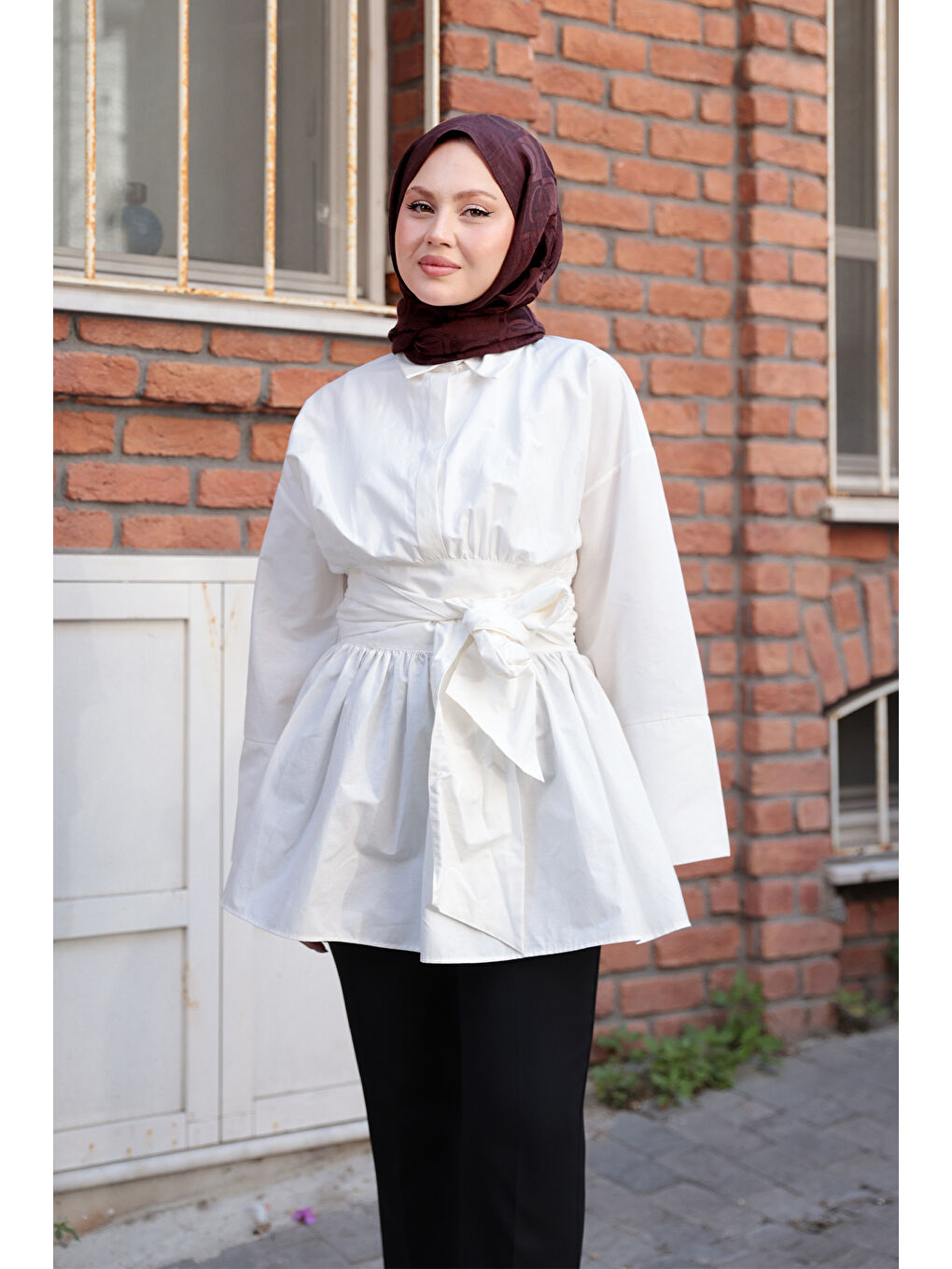 Kadın Bali Poplin Gömlek Beyaz-2