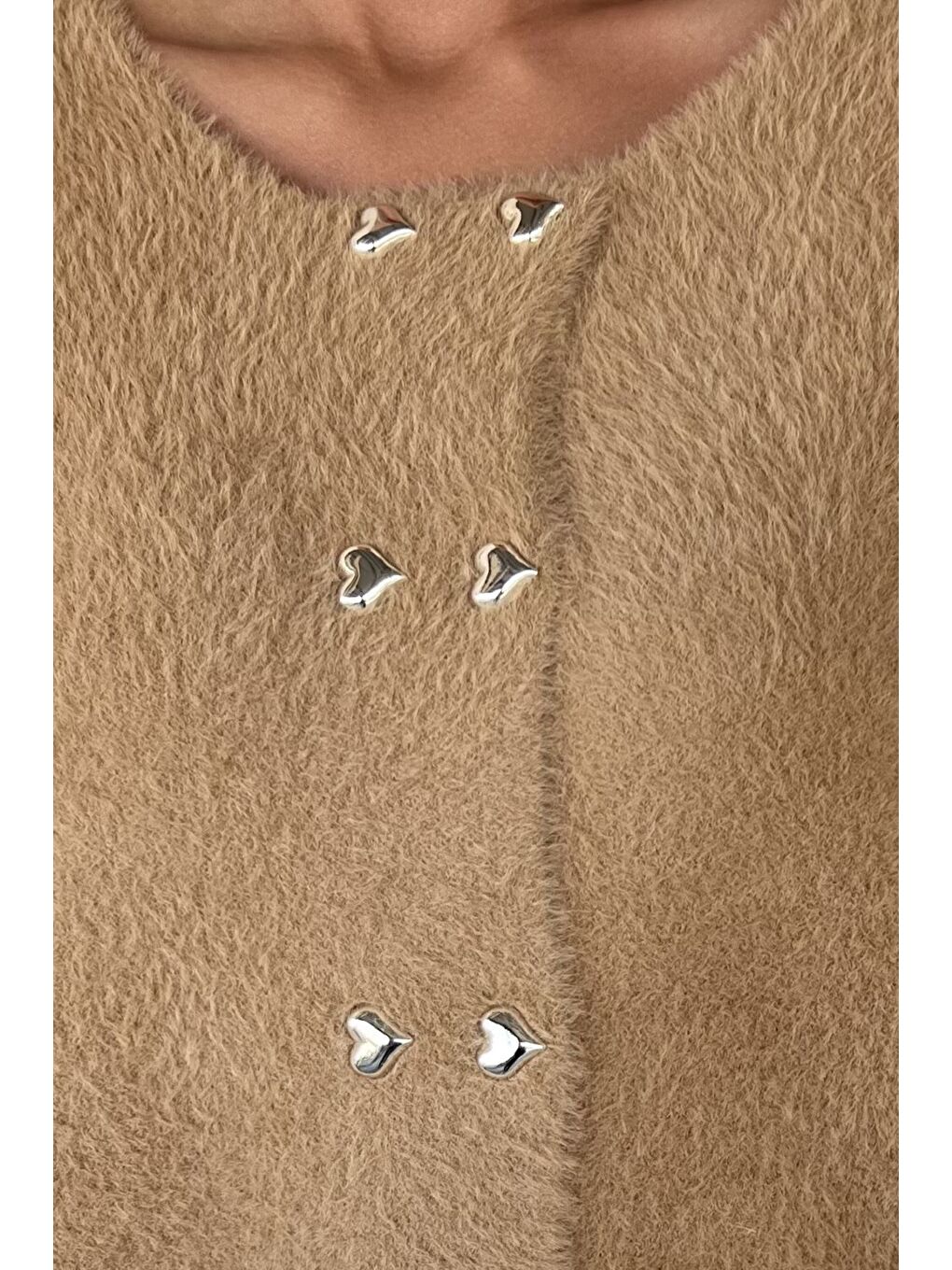 Bej Kalp Düğmeli Şardonlu Triko Ceket (s,m,l,xl Uyumludur)-4