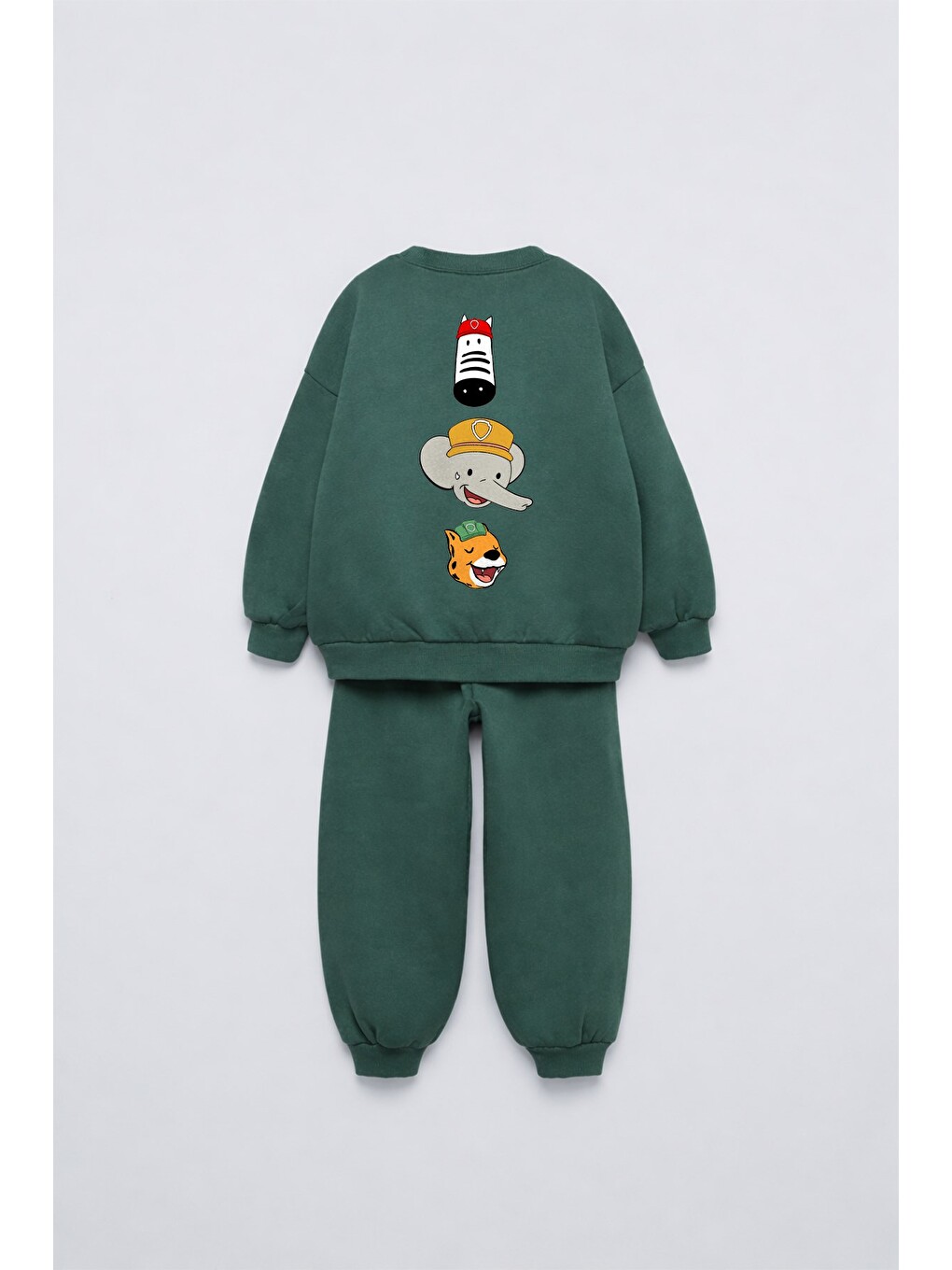 Çocuk Pamuklu Friends Baskılı Yeşil Sweatshirt Ve Eşofman Altı Takımı-1