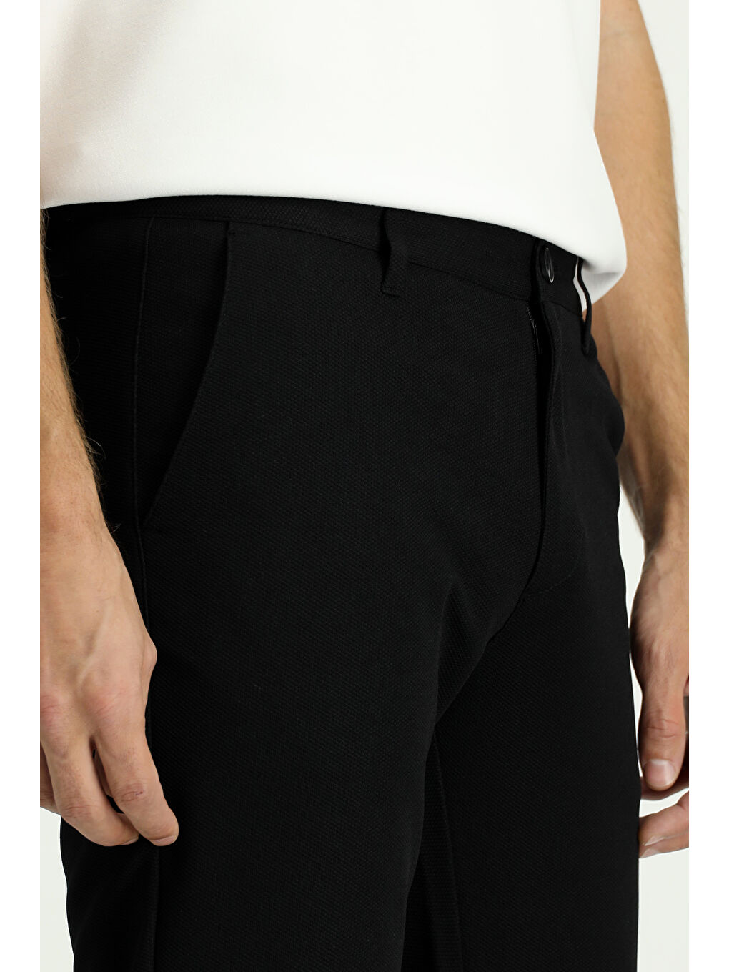 Siyah Regular Fit Kanvas / Chino Pantolon-3