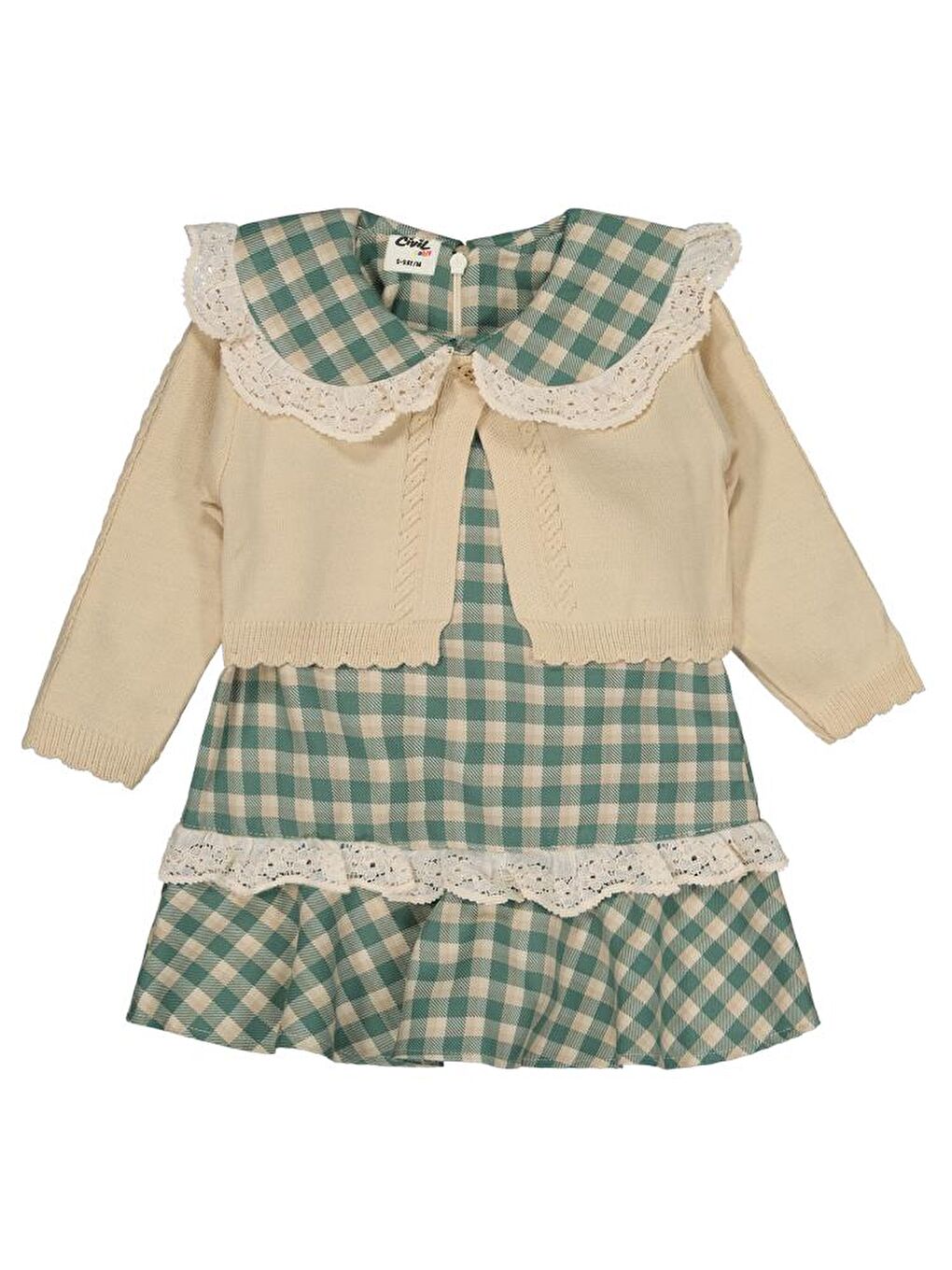 Baby Pitikare Desenli 6-18 Ay Elbise - Yeşil9-12 Ay