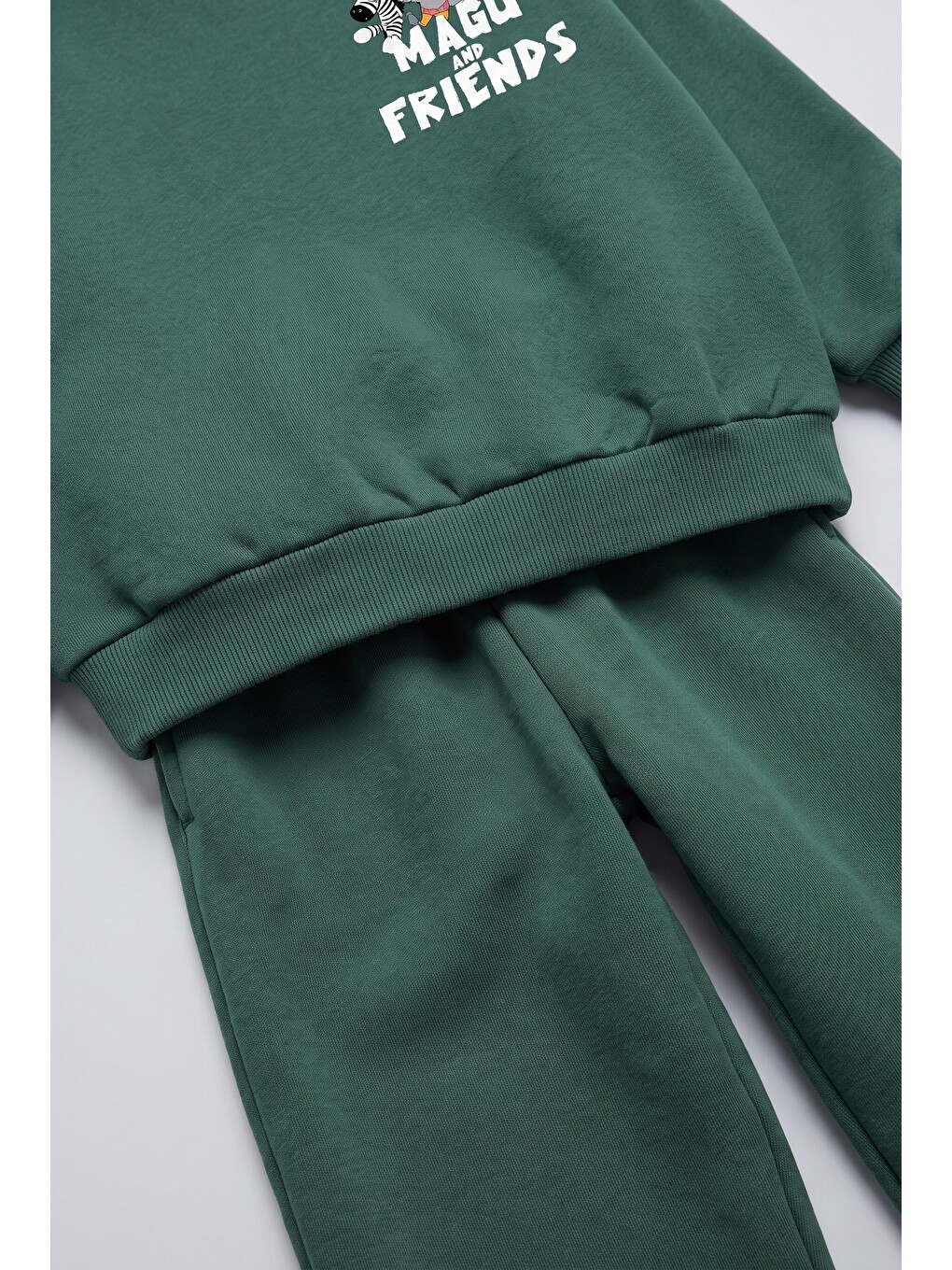 Çocuk Pamuklu Friends Baskılı Yeşil Sweatshirt Ve Eşofman Altı Takımı-3
