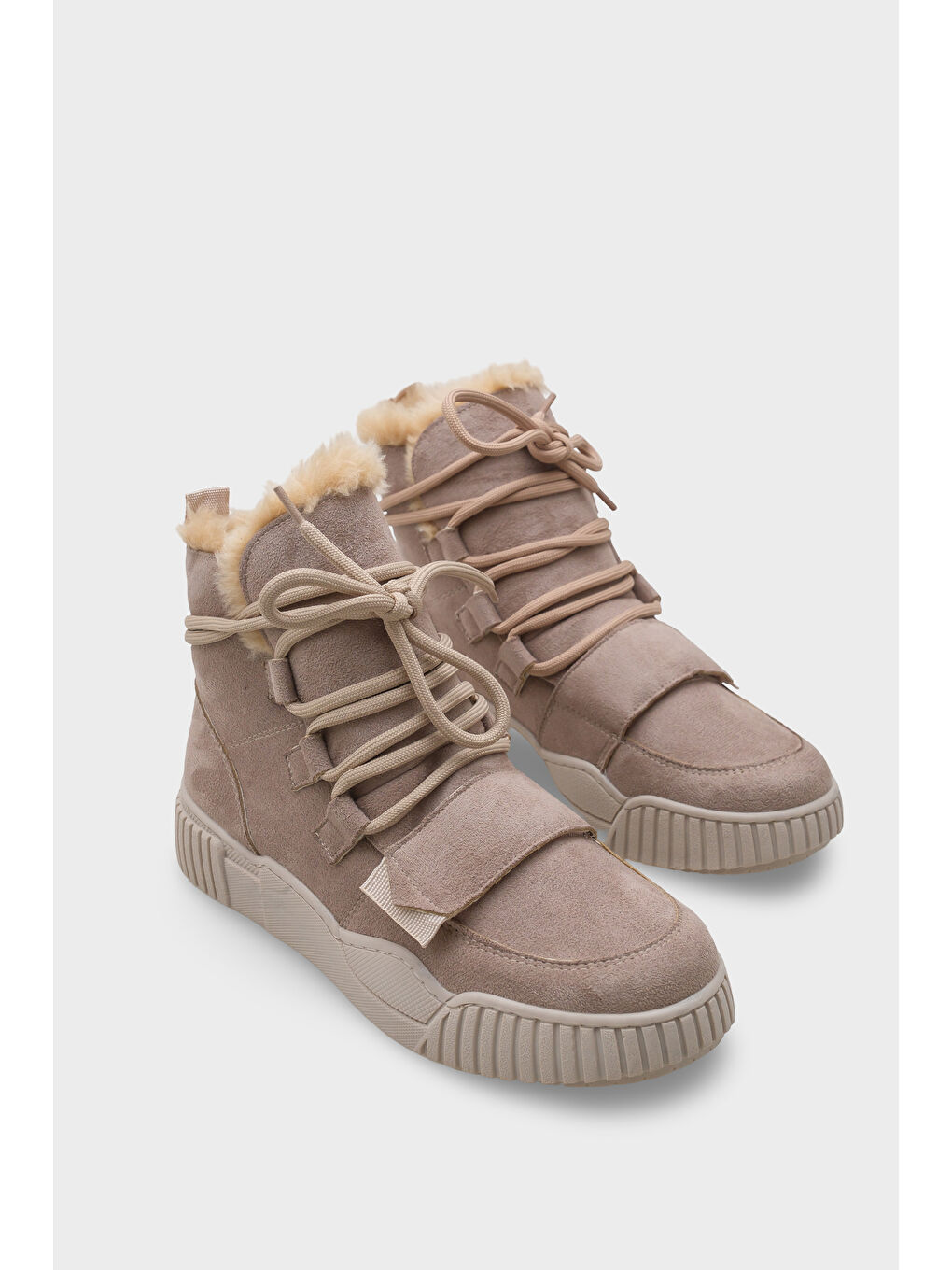 Bej Sharron Kürklü Kadın Spor Bot-2