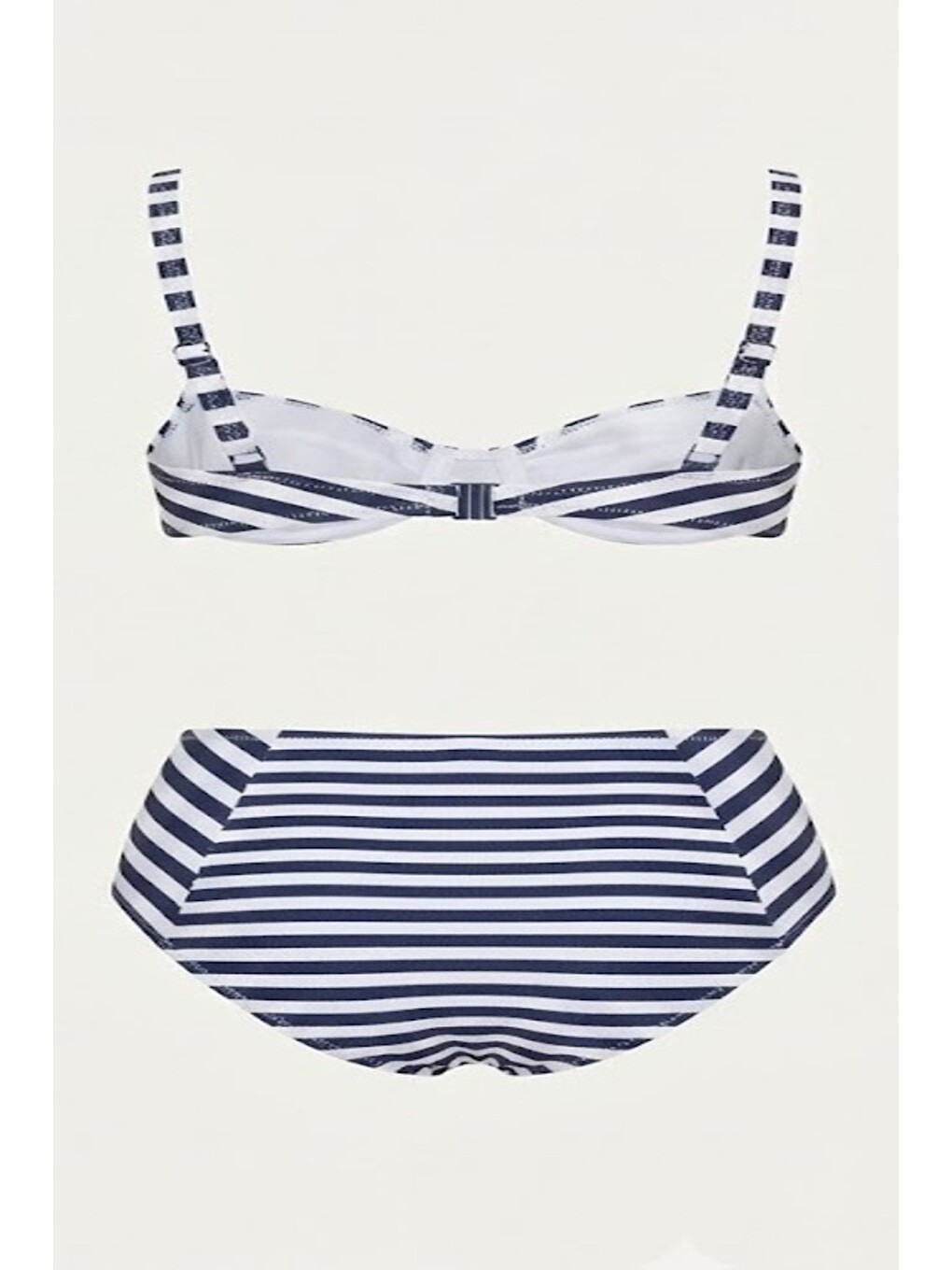 Yüksek Bel Straplez Bikini Takım 3225 Lacivert/beyaz-1