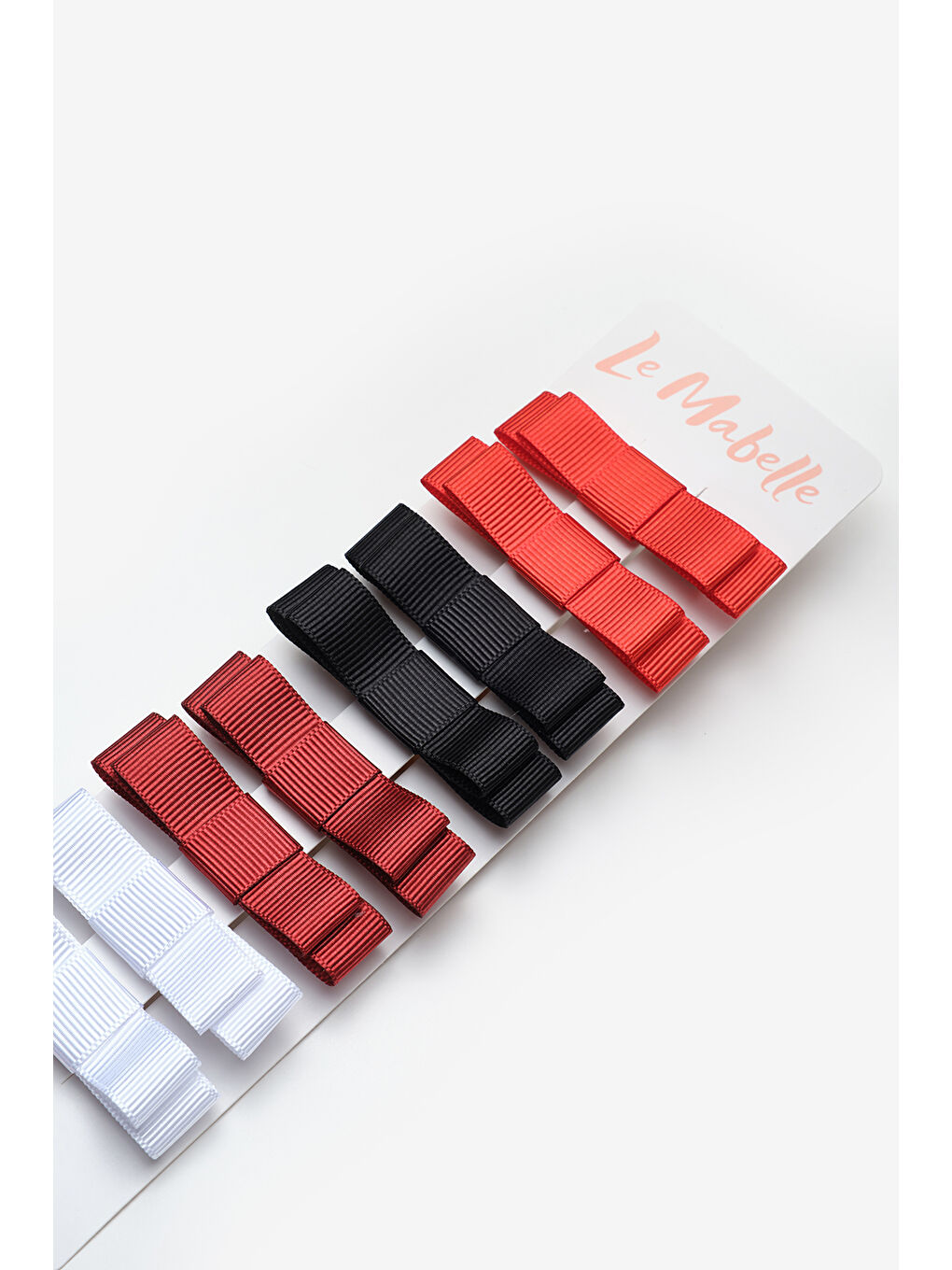 Karışık Çok Renkli Kırmızı Tonları 8'li Mini Kurdele Fiyonk Kız Çocuk Toka Set-1