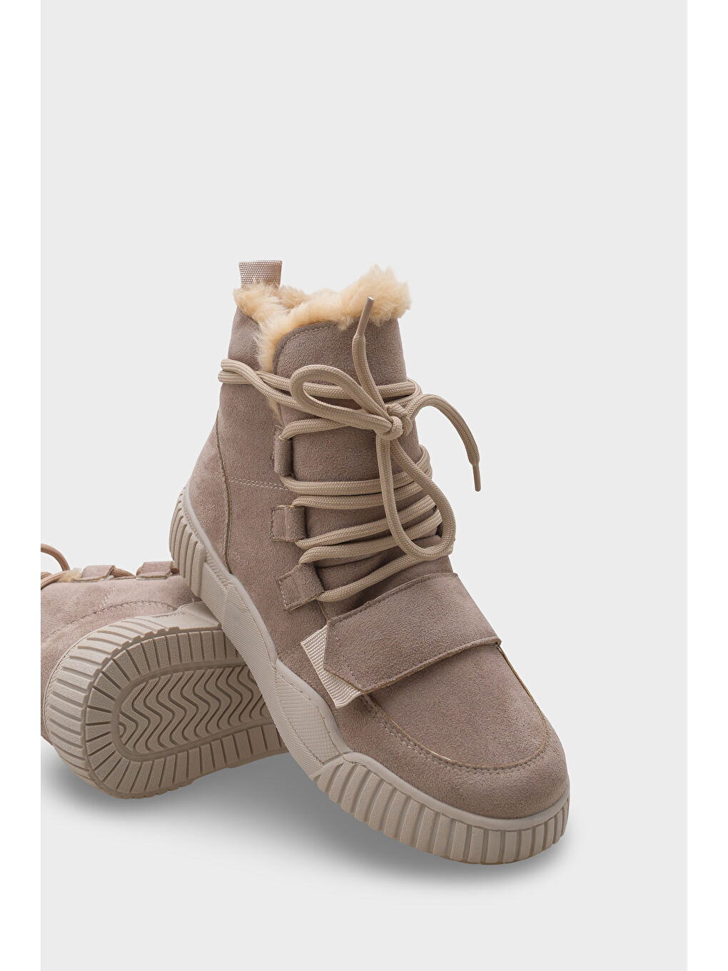 Bej Sharron Kürklü Kadın Spor Bot-4