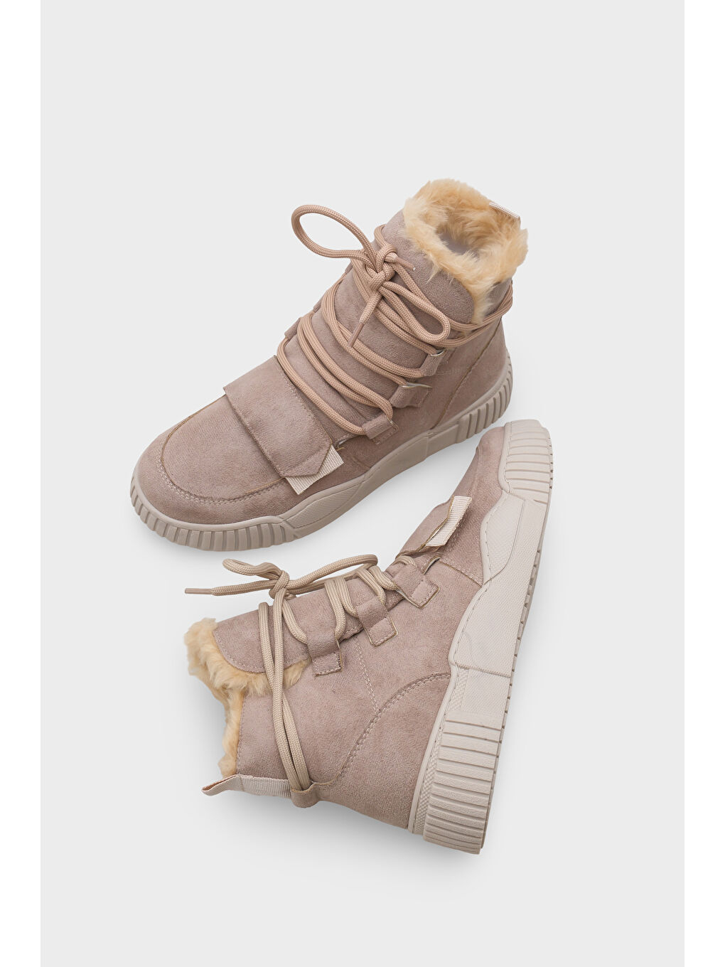 Bej Sharron Kürklü Kadın Spor Bot-5