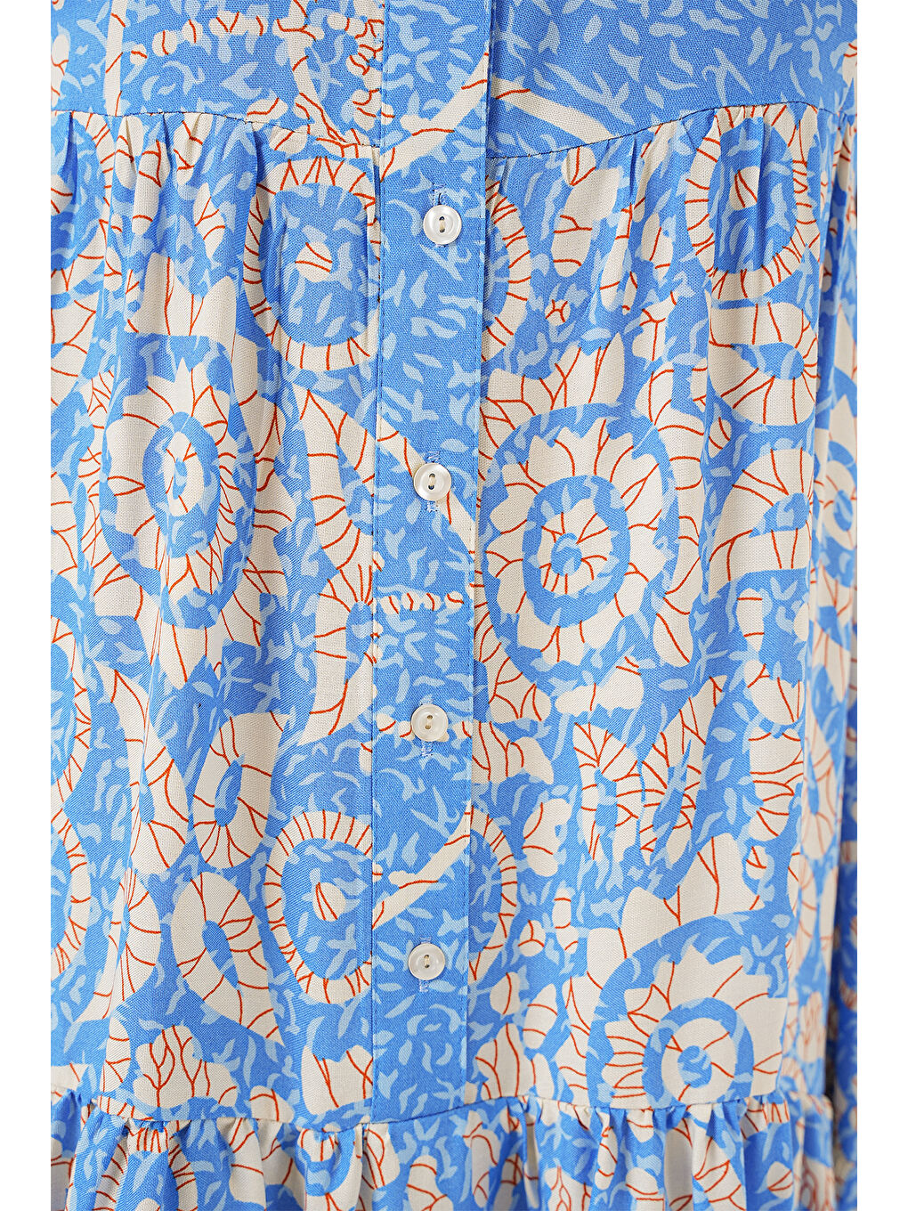 2423 Otantik Desenli Tesettür Elbise - S. Mavi-4