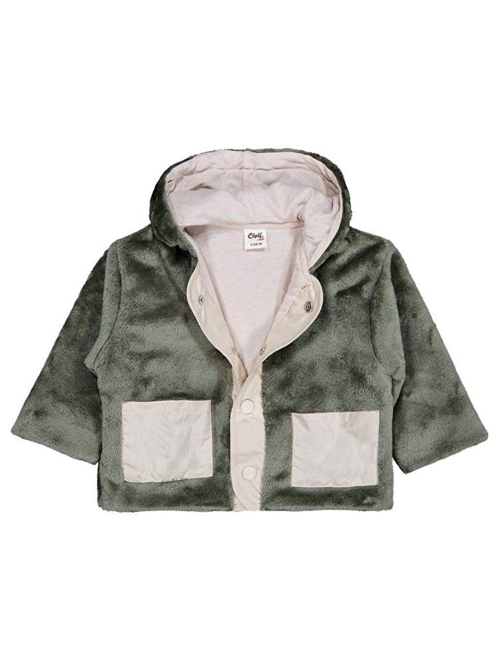 Baby Kapüşonlu 6-18 Ay Hırka - Haki 9-12 Ay