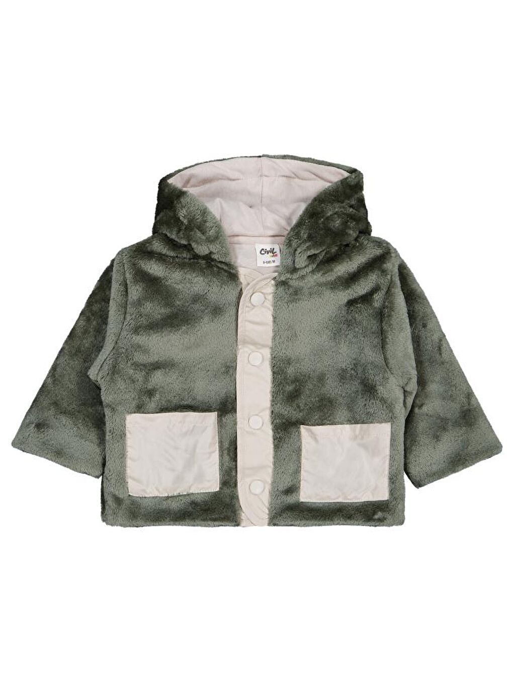 Baby Kapüşonlu 6-18 Ay Hırka - Haki 9-12 Ay-1