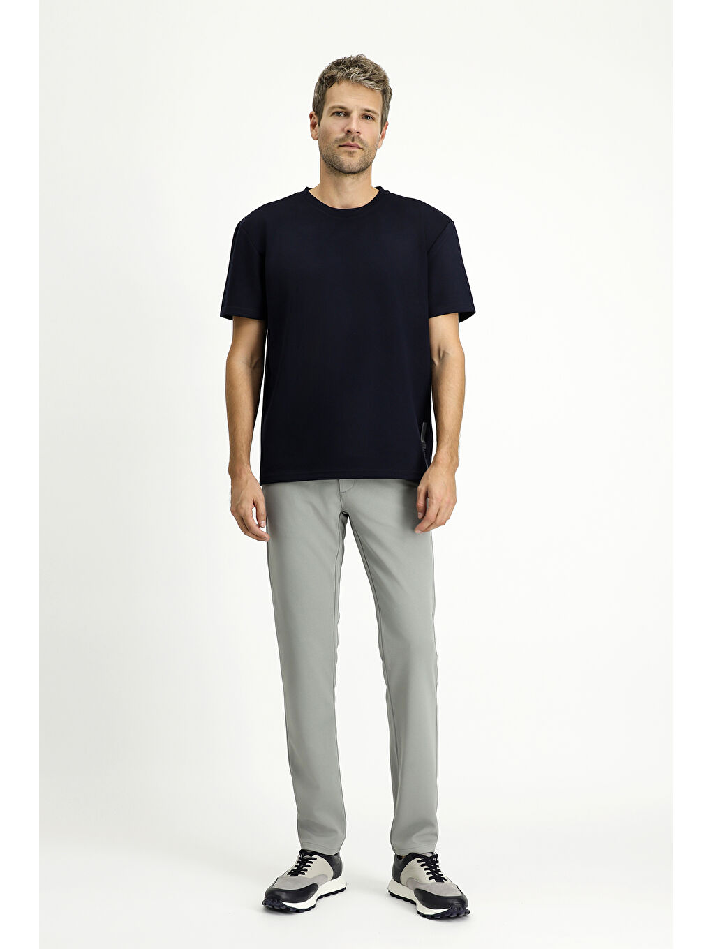 Gri Slim Fit Dar Kesim Kanvas / Chino Pantolon-6