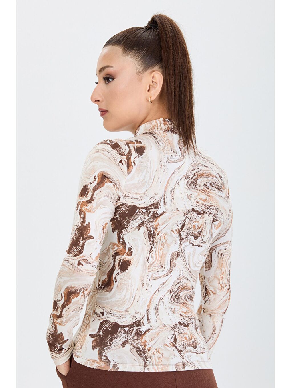 Yarım Balıkçı Yaka Kadın Kahverengi Bady - 24186-3