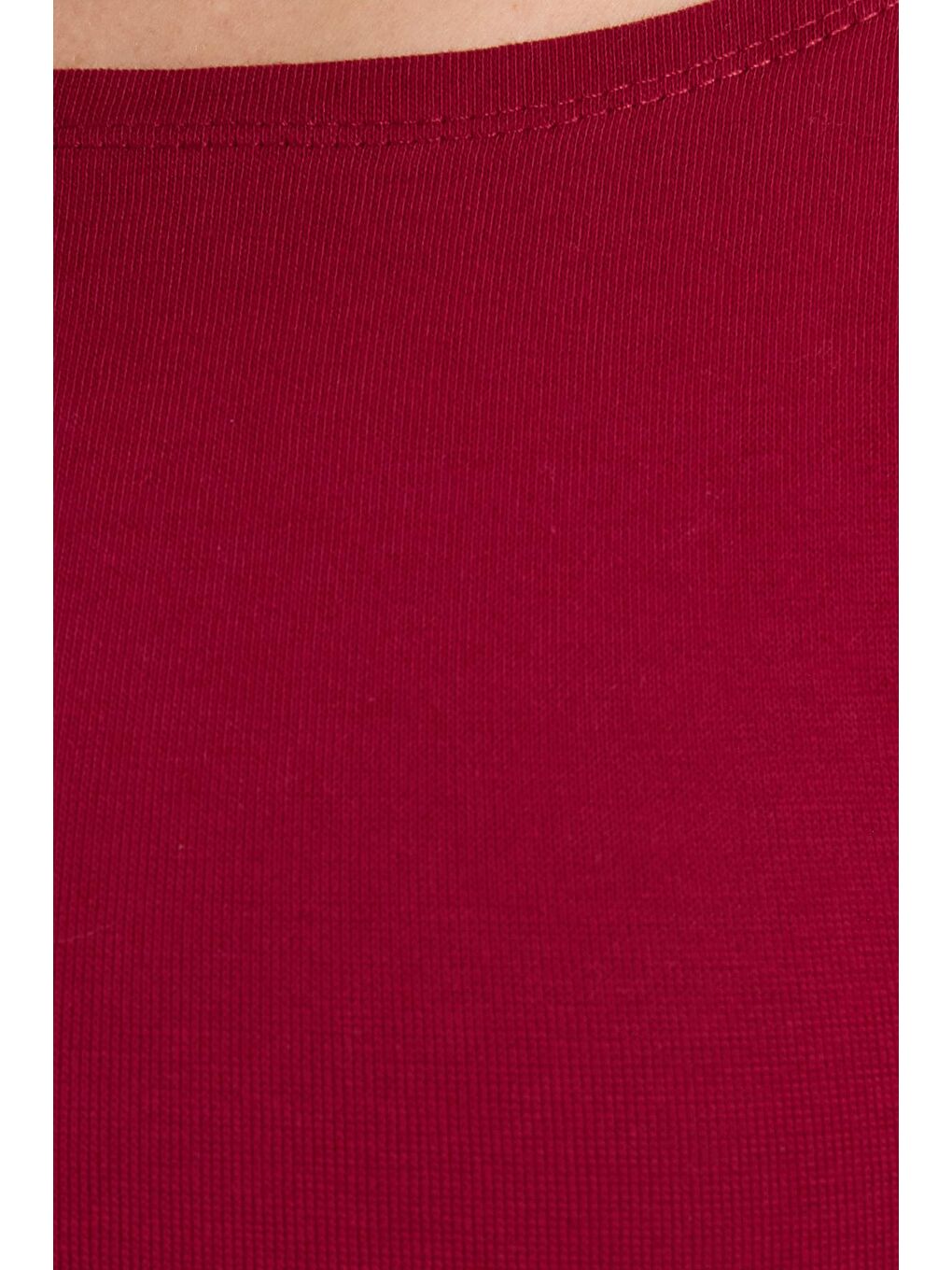 Kadın Slim Fit Dar Kesim Pamuklu Modal Kumaş Uzun Kollu Kayık Yaka Koyu Bordo Bluz-5