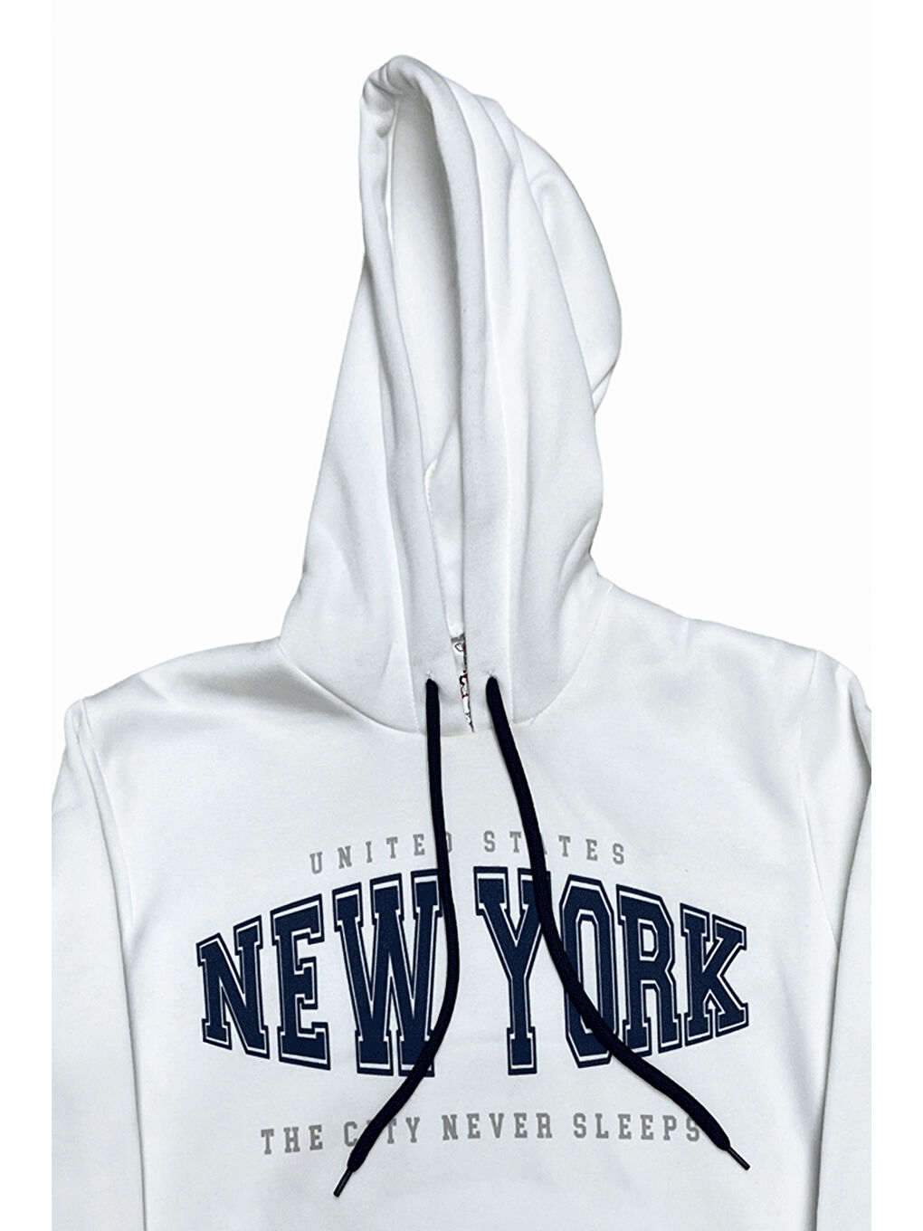 Beyaz Erkek Çocuk 3 İplik Kapüşonlu Kanguru Cepli Baskılı Sweatshirt 12329-2