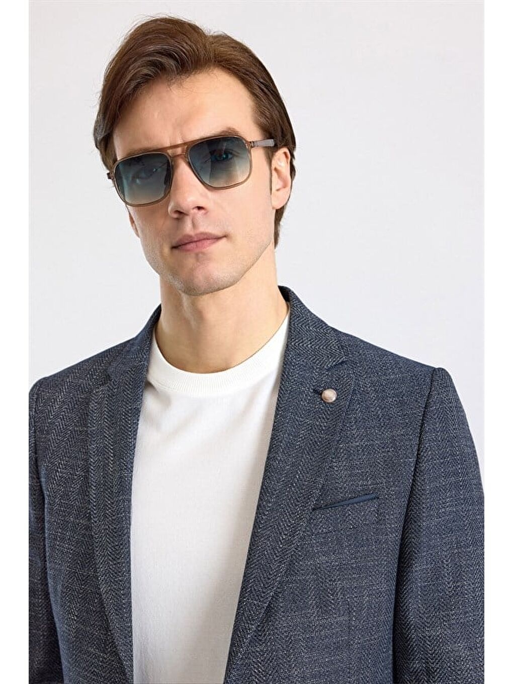 Lacivert Slim Mono Yaka Düz Pike Torba Cep Yıkamalı 6 Drop Klasik Ceket-1
