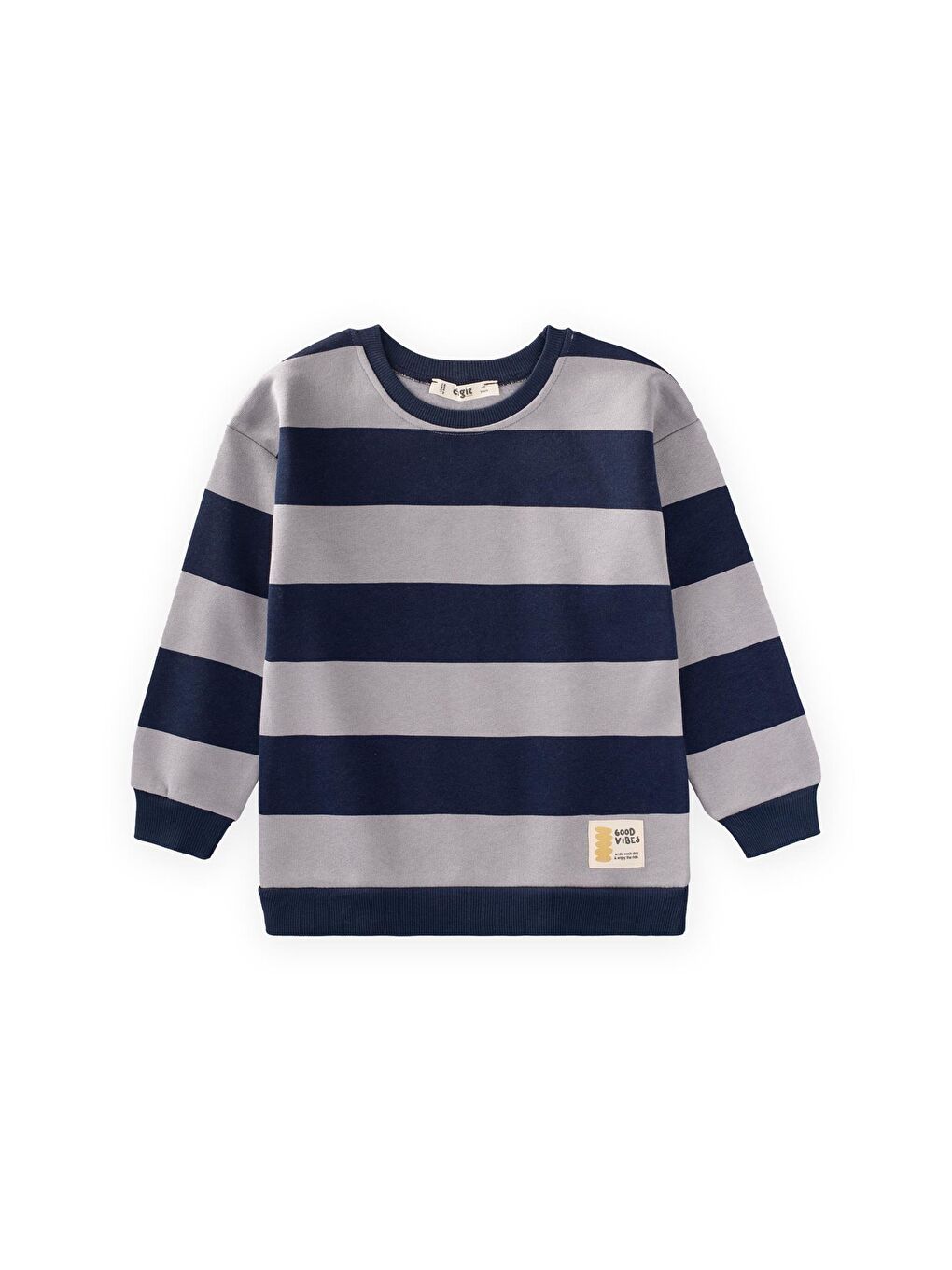 Sweatshirt 4-12 Yaş Gri Lacivert Çizgili