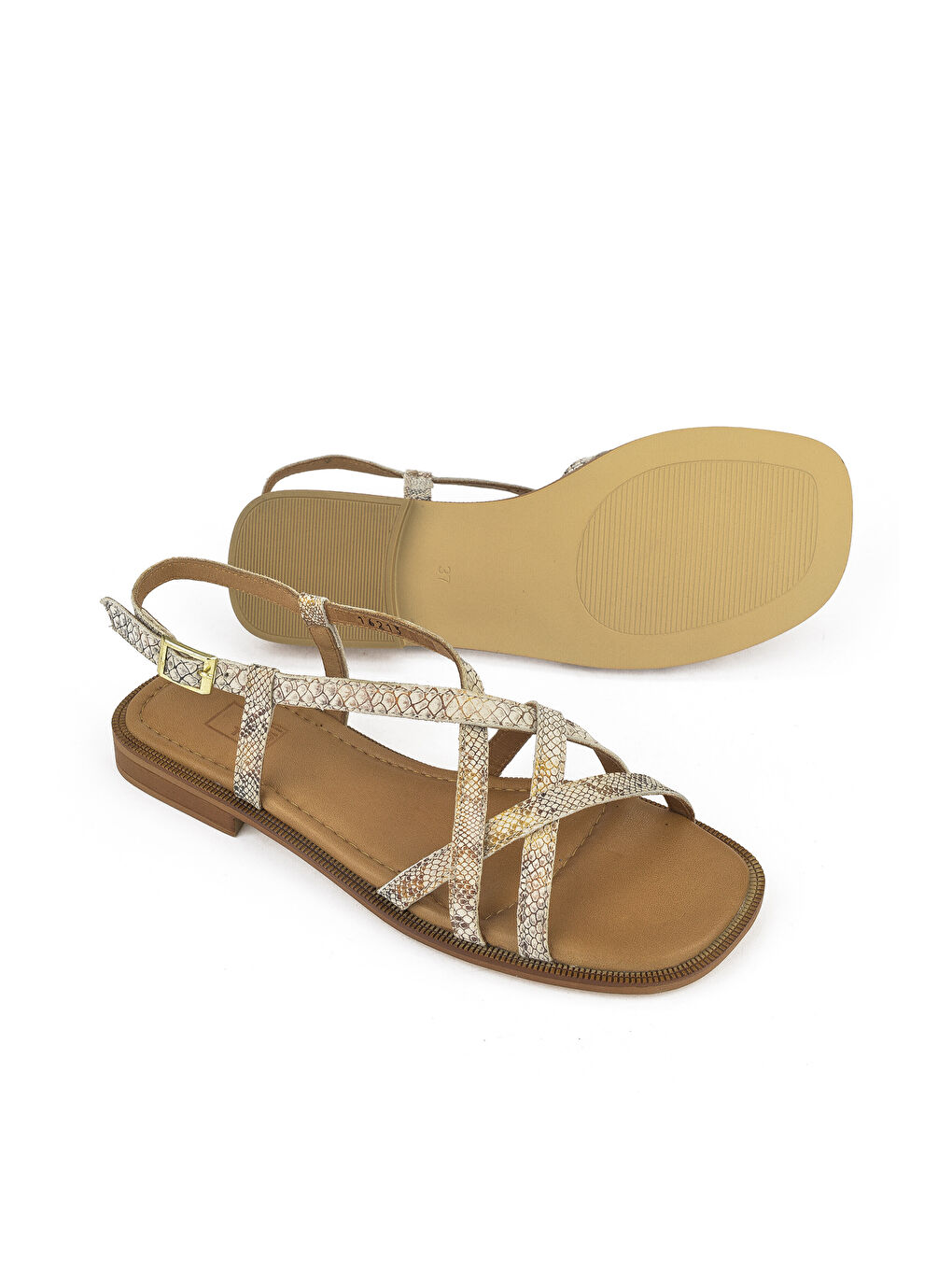 Kadın Hakiki Deri Sandalet 1511047Z16213 Bej-Yılan-3