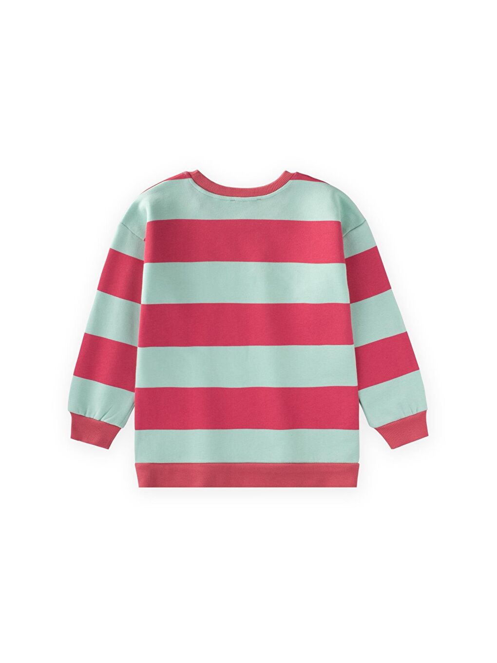 Yeşil Sweatshirt 4-12 Yaş Mint Mercan Cizgili-1