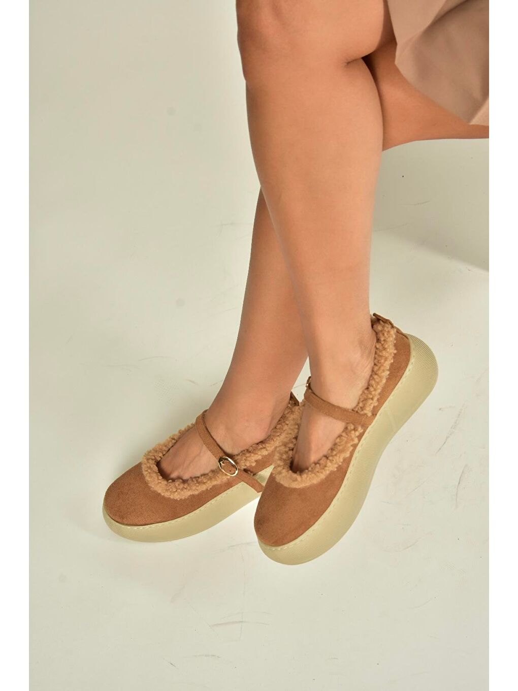 Kahverengi Taba Kadın Kışlık Babet Ayakkabı V811269502-4