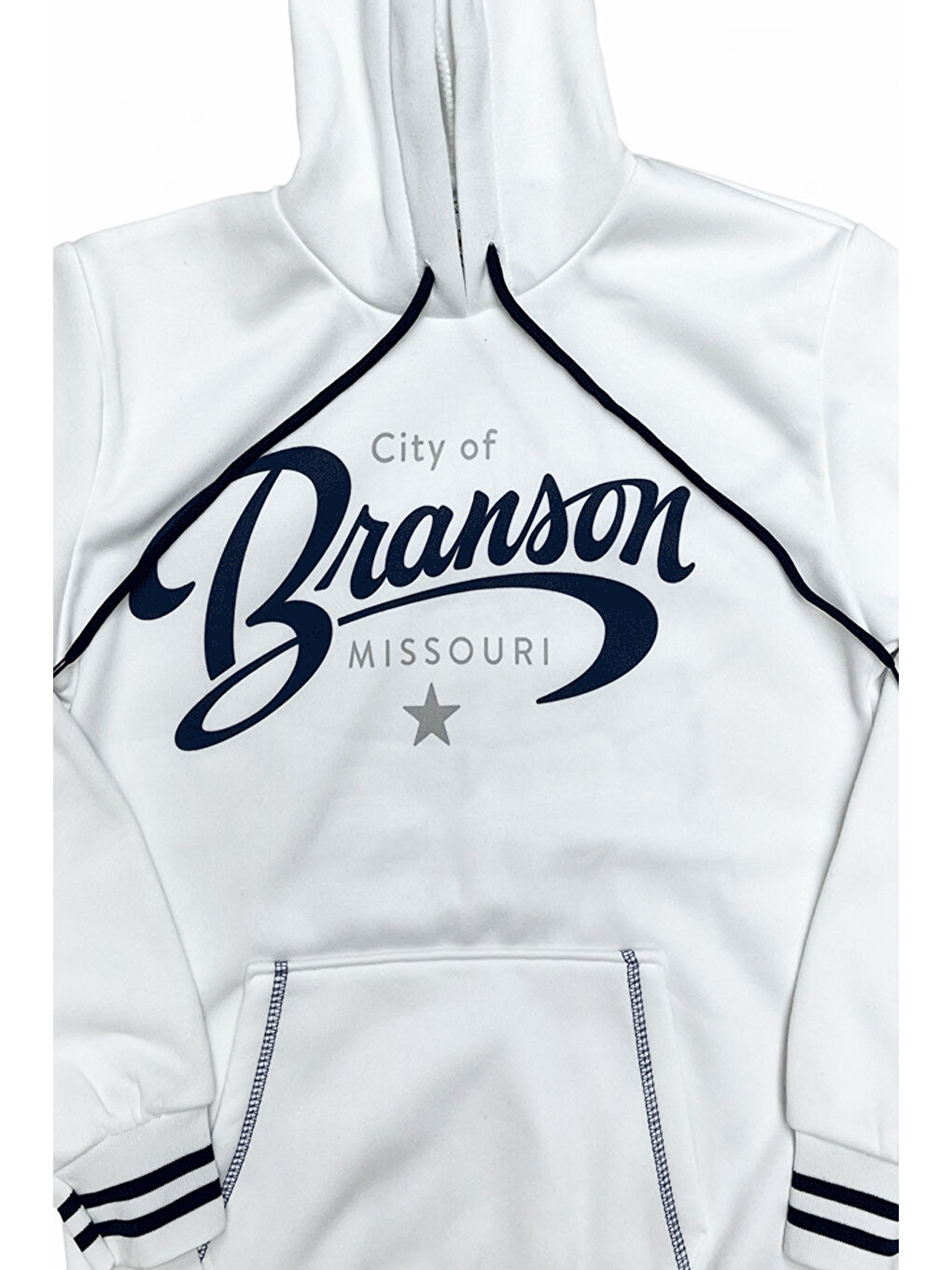 Beyaz Kız Çocuk 3 İplik Kapüşonlu Kanguru Cepli Ribana ve Baskı Detaylı Sweatshirt 12331-1