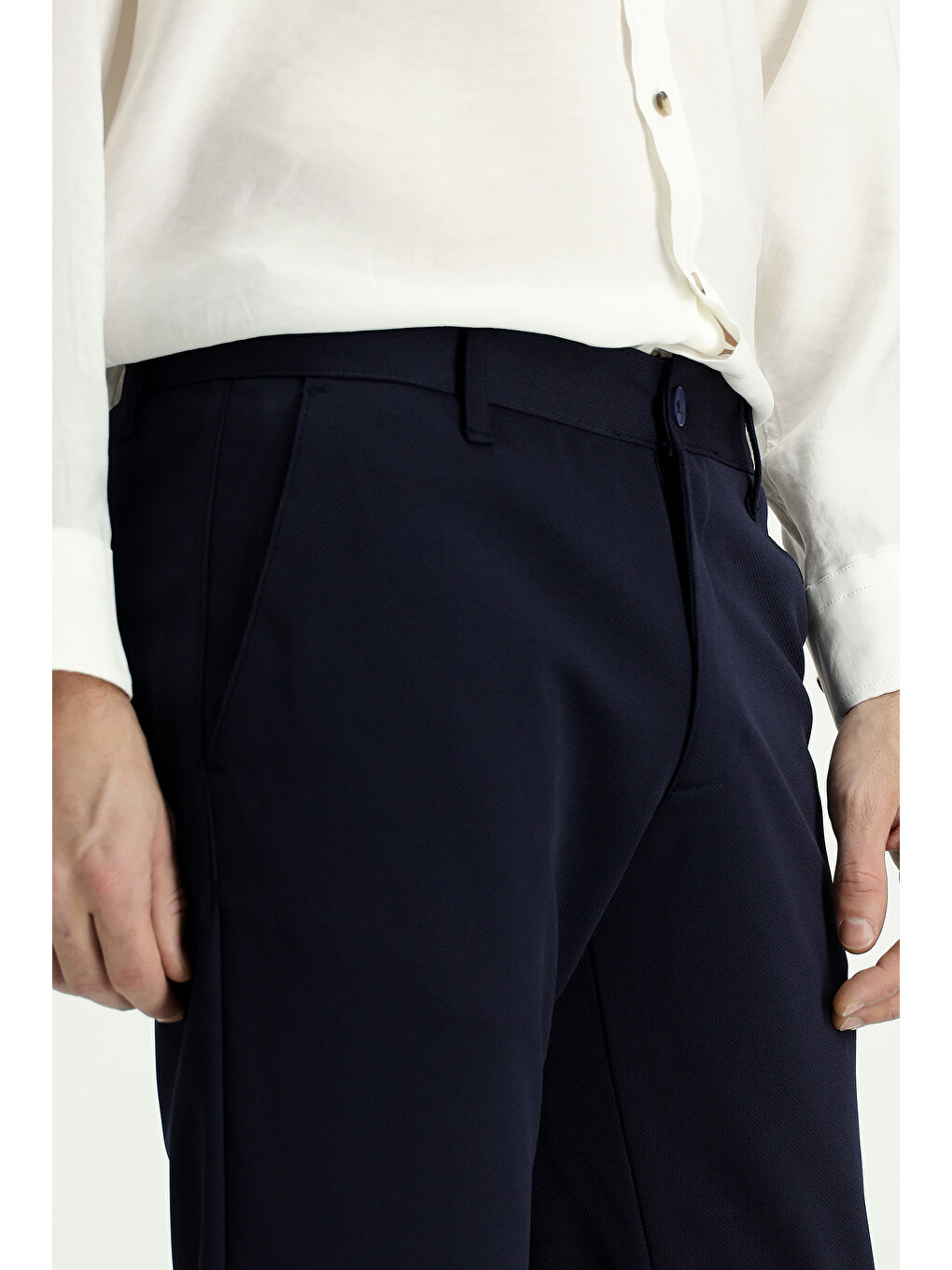 Lacivert Relaxed Fit Rahat Kesim Kanvas / Chino Pantolon-4