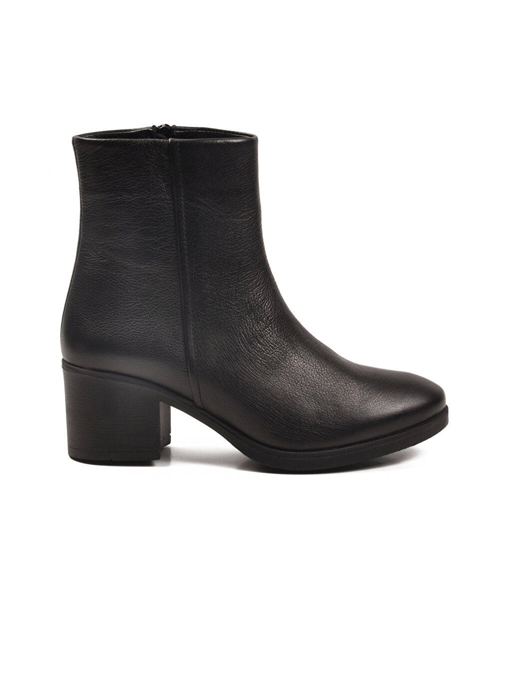 Siyah Hakiki Deri Fermuarlı Polarlı Kadın Bot 92162-1 Z-1