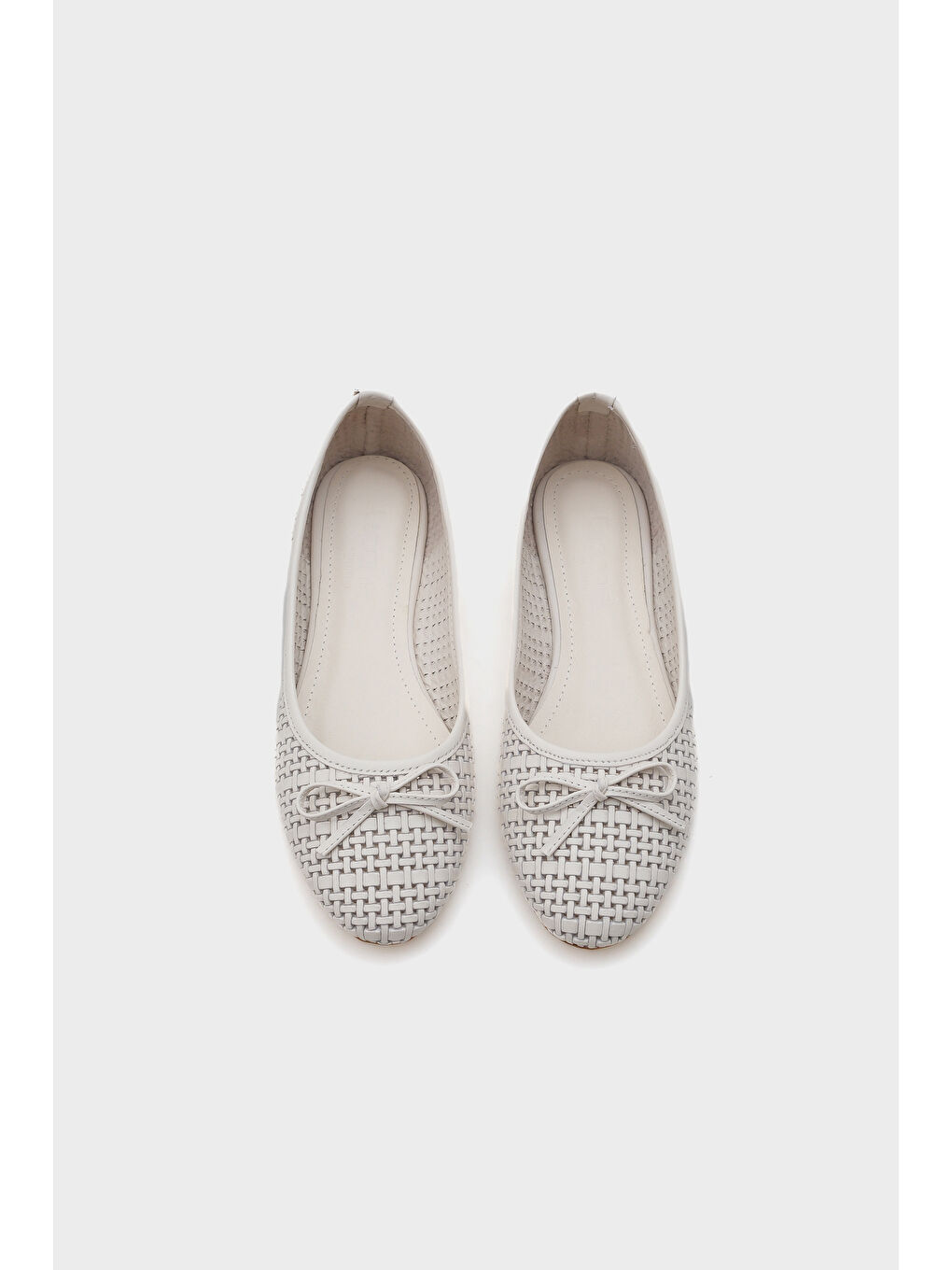 Beyaz Ava Hakiki Deri Hasır Baskılı Kadın Babet-5