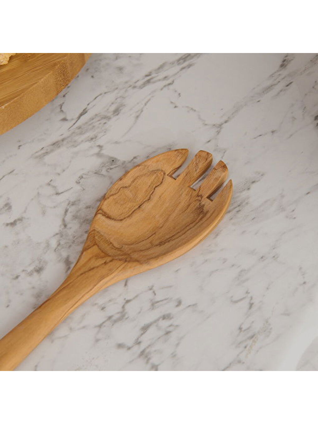 Zeytin Ağacı Servis Kaşığı - Açık Kahverengi - 30 cm-2