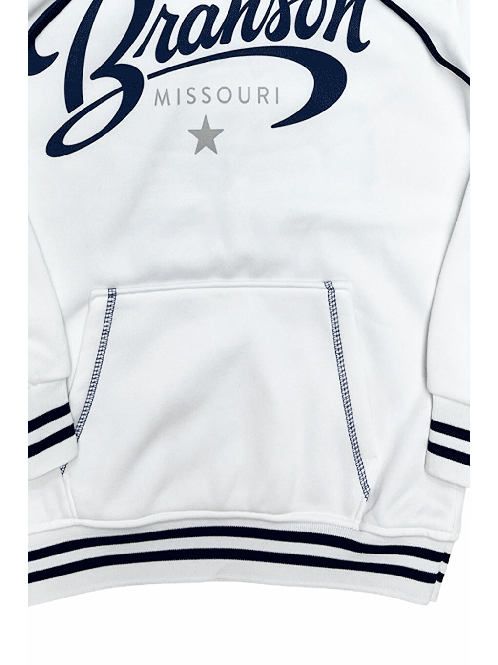 Beyaz Kız Çocuk 3 İplik Kapüşonlu Kanguru Cepli Ribana ve Baskı Detaylı Sweatshirt 12331-2