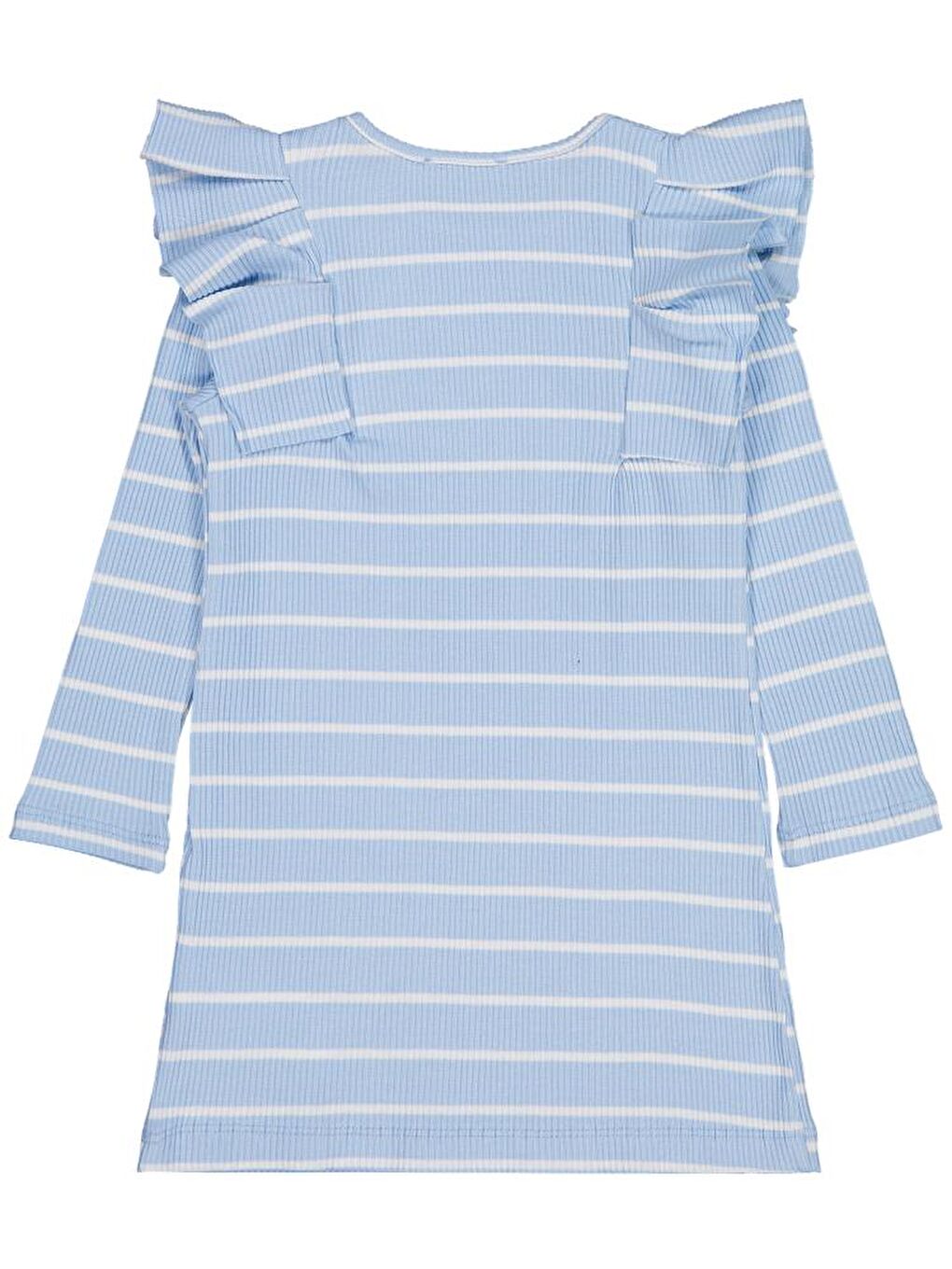 Girls Çizgili 2-5 Yaş Elbise - Mavi 4-5 Yaş